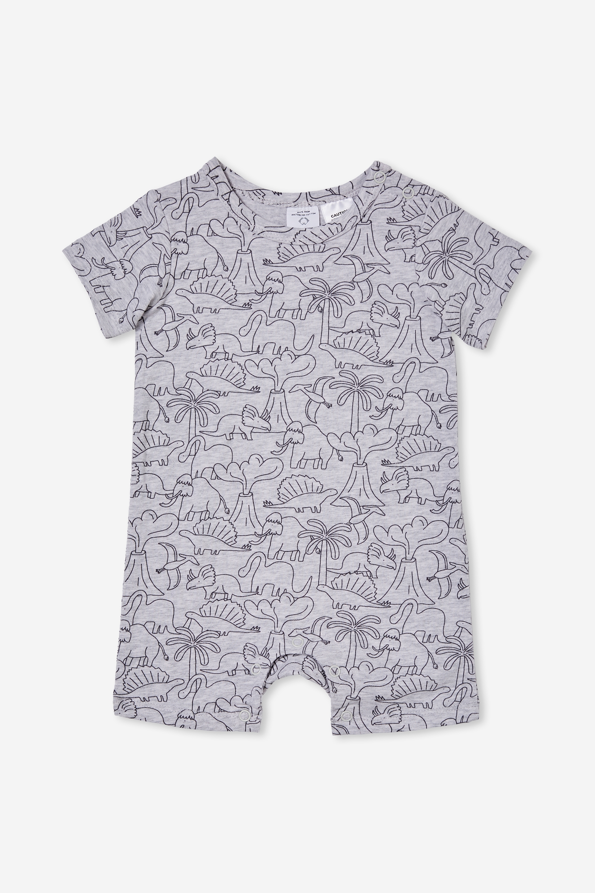 Cotton On Kids - The Short Sleeve Romper - Cloud marle/dino land
