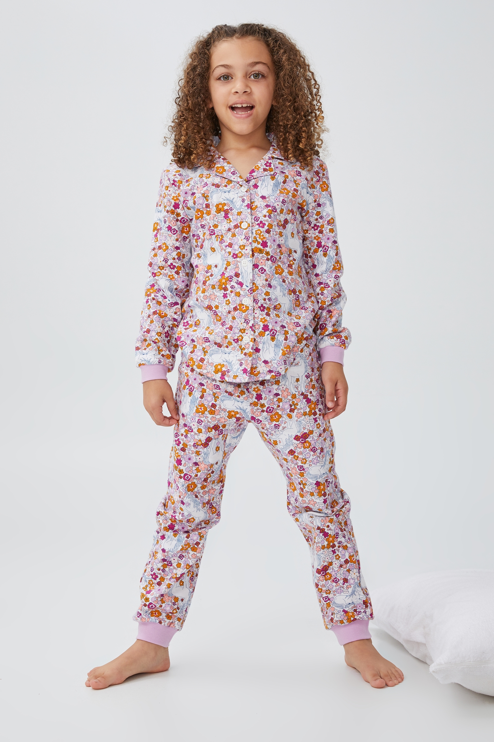Cotton On Kids - Angie Long Sleeve Pyjama Set - Vanilla pale violet unicorn garden