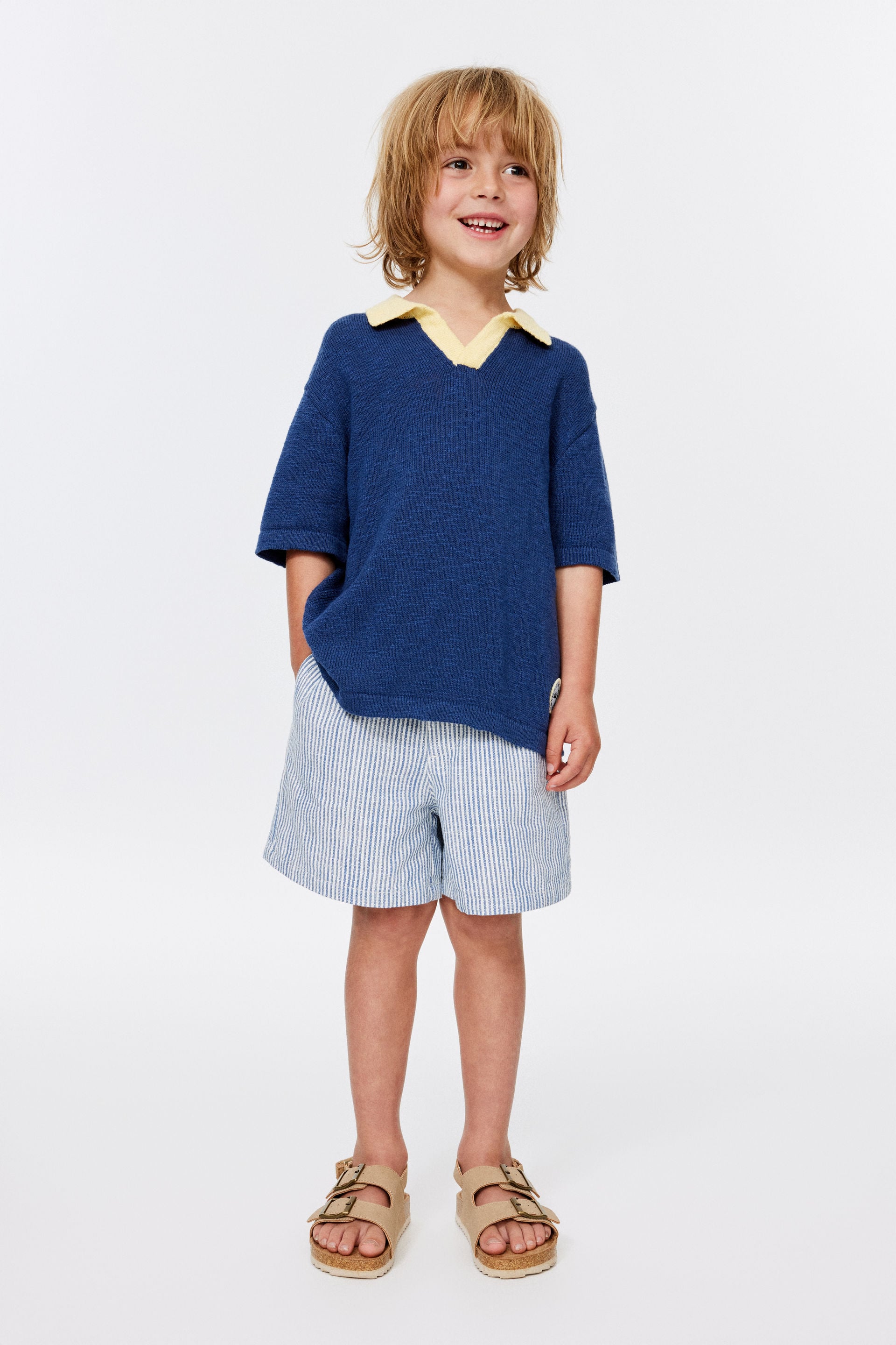 Cotton On Kids - Relaxed Pull On Short - 50/50 blue stripe