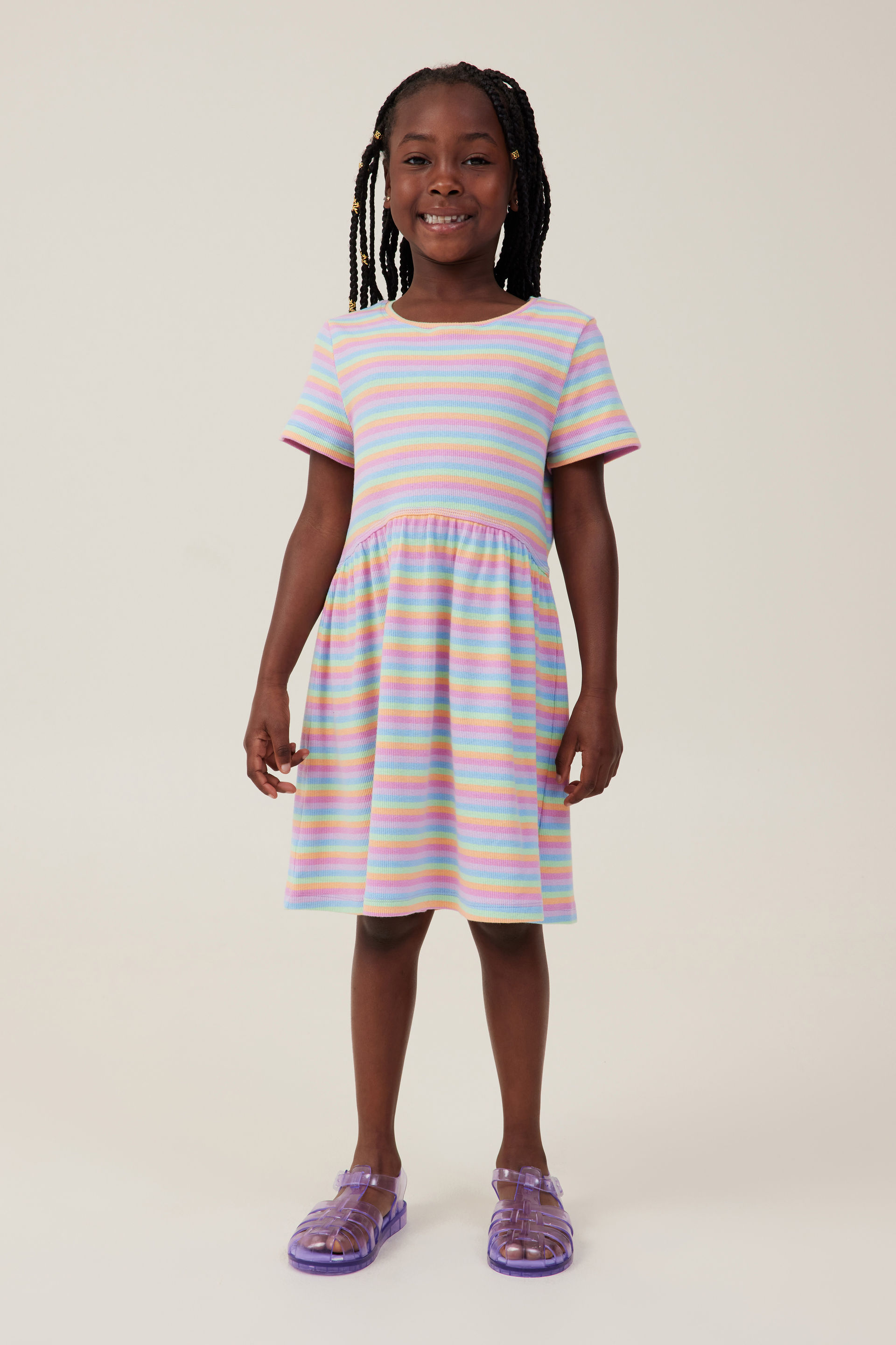 Striped dress short discount sleeve