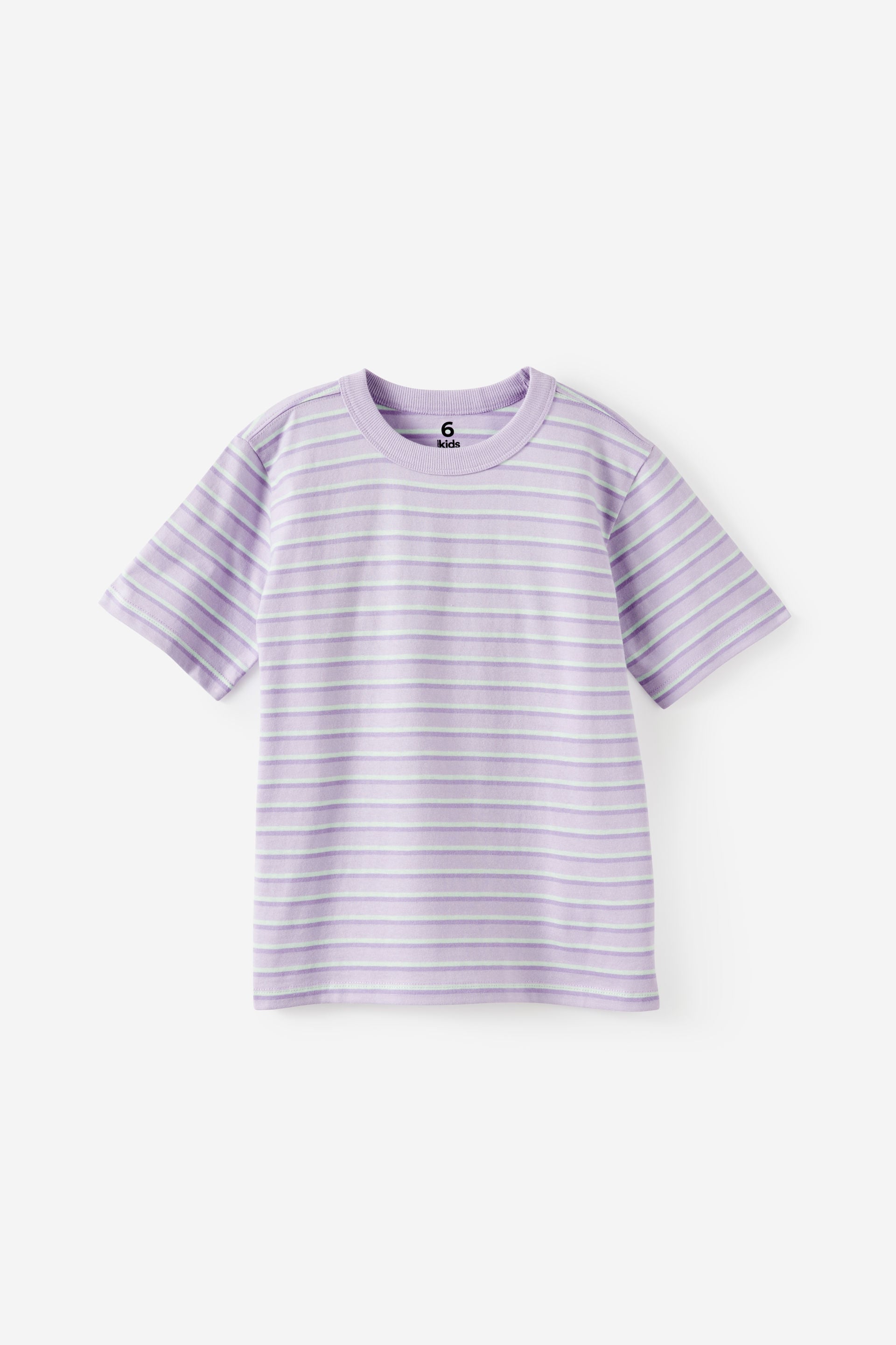 Cotton On Kids - Essential Short Sleeve Graphic Tee - Vintage lilac/purple hue/limelight stripe