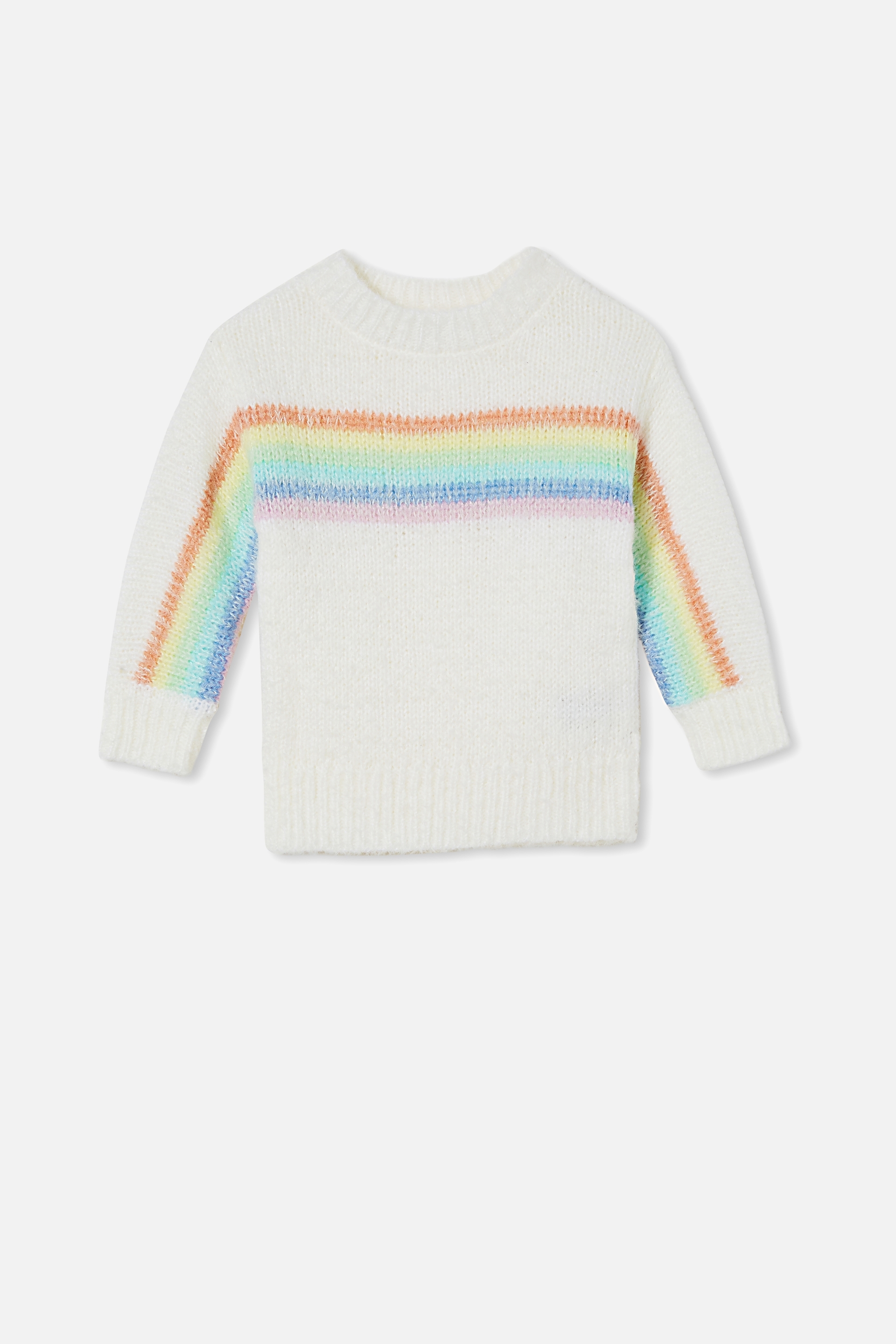 Cotton On Kids - Danica Knit Jumper - Cream/rainbow stripe