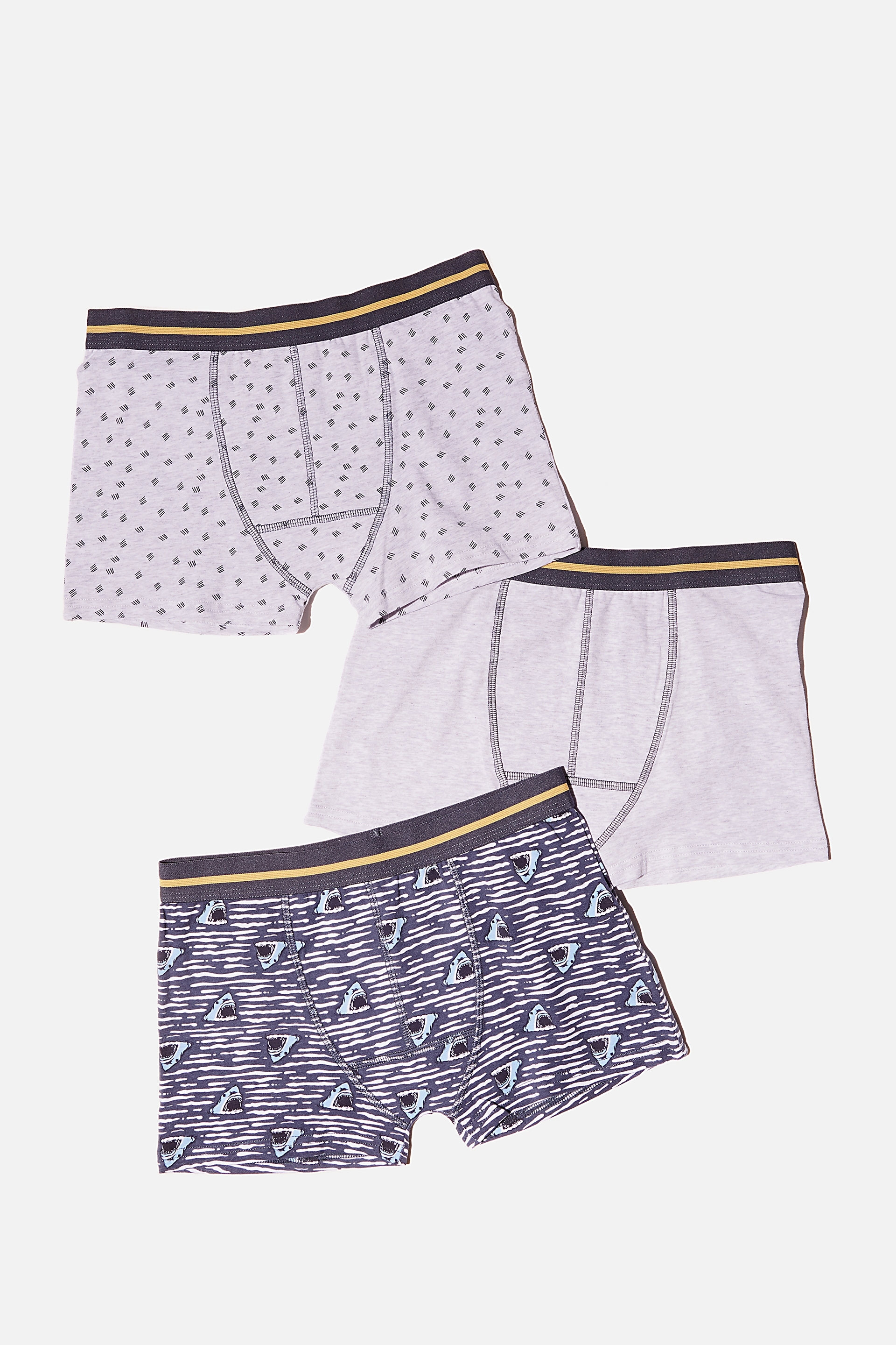 Size 2-13 Surf The Shop 3 Pack Boys Trunks in Black/Multicolour/Football Designs 