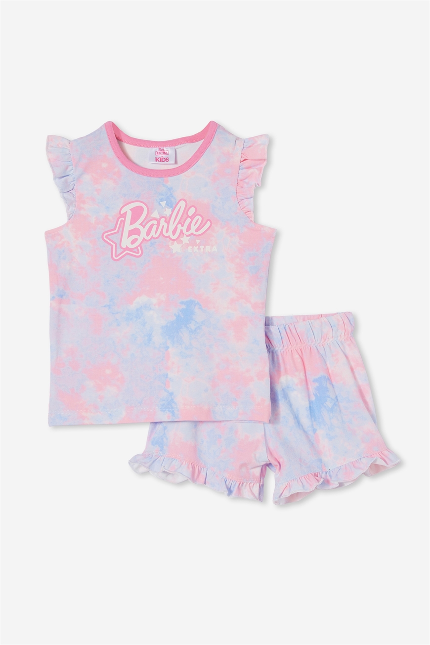 Cotton On Kids - Stacey Flutter Short Sleeve Pyjama Set Licensed - Lcn mat barbie extra logo/multi tie dye
