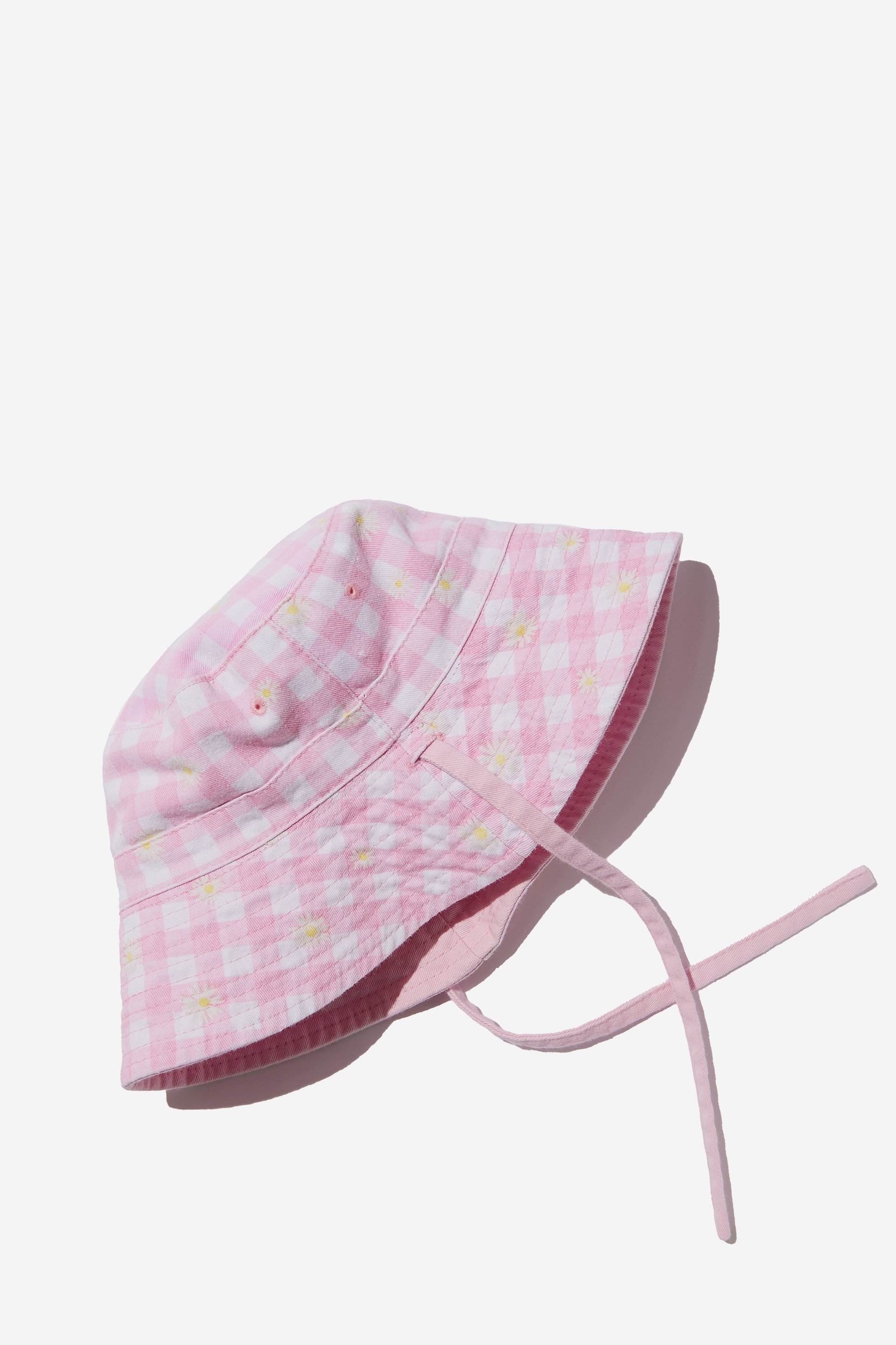 Cotton On Kids - Reversible Bucket Hat - Pink gingham/daisy