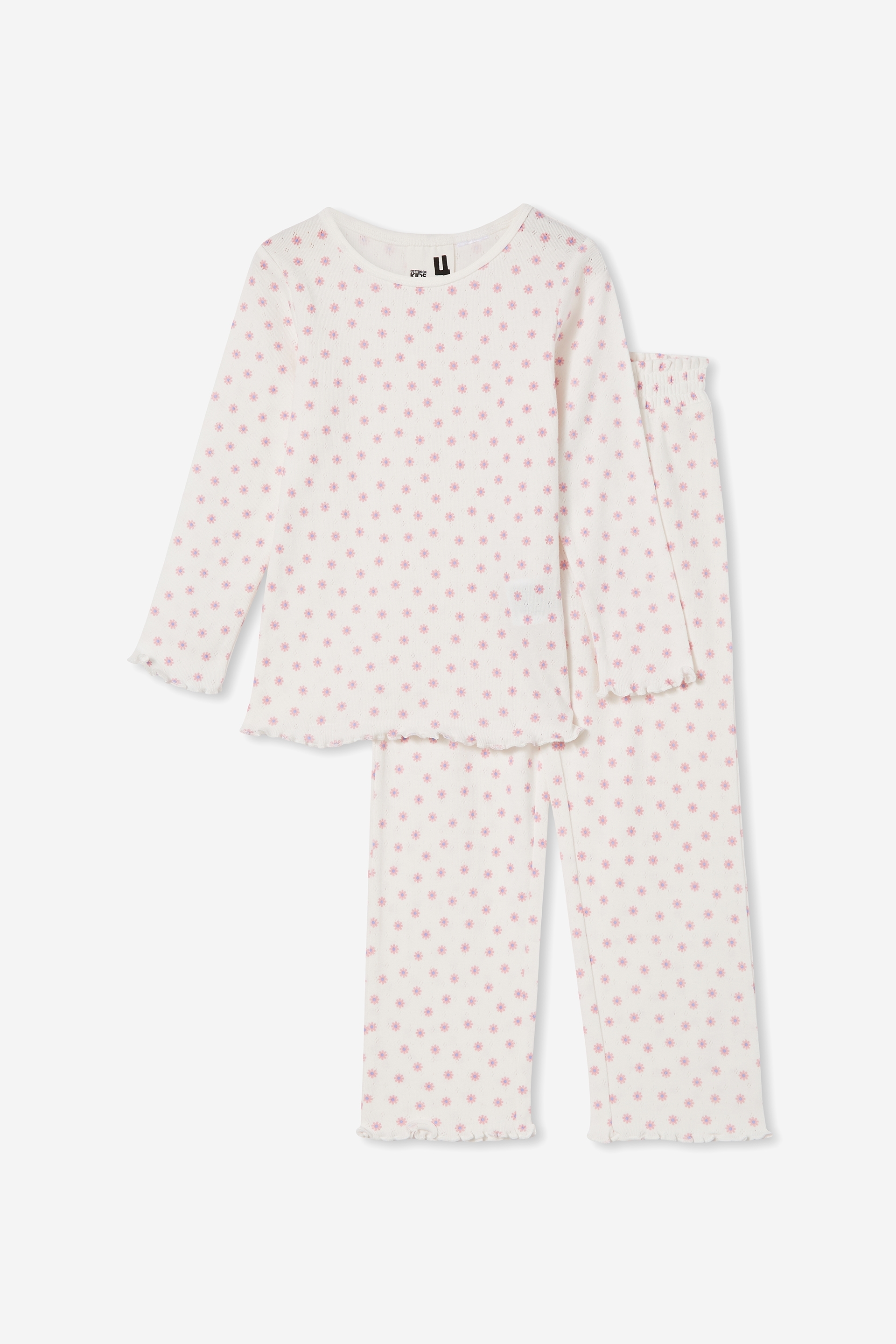 Cotton On Kids - Camilla Long Sleeve Pyjama Set - Vanilla/bruny daisy