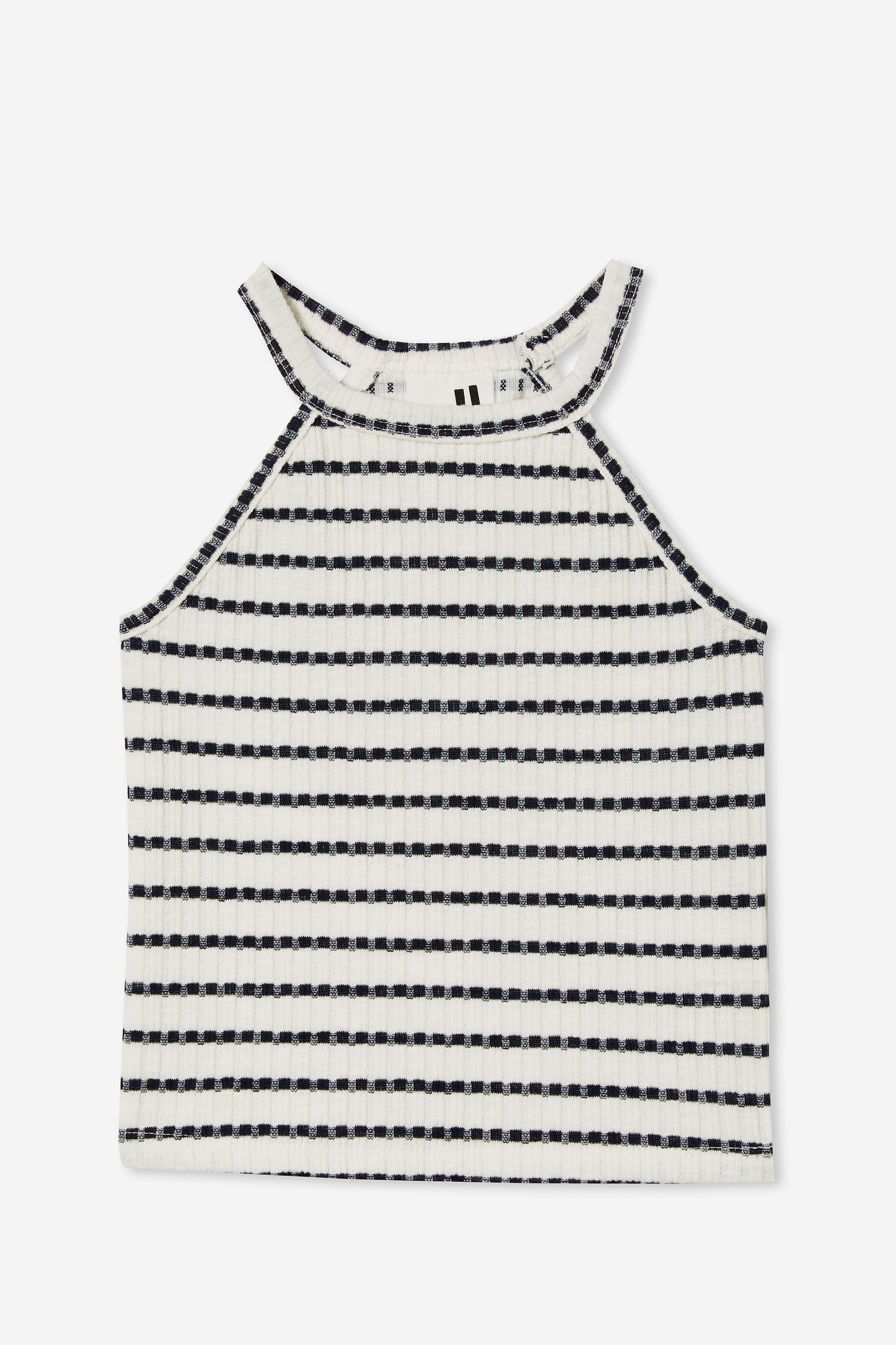 Cotton On Kids - Leah Rib Tank - Vanilla/navy blazer stripe