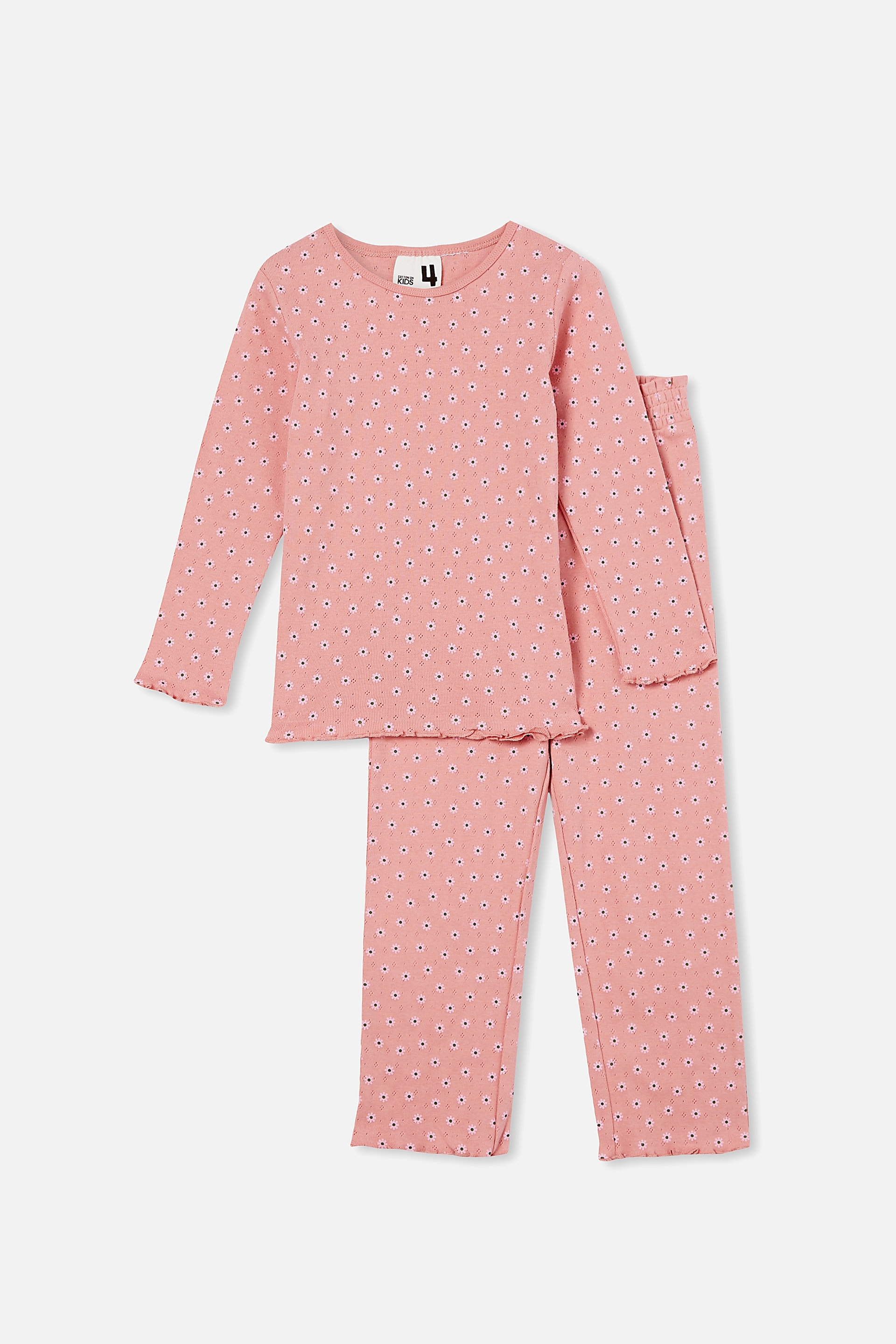Cotton On Kids - Camilla Long Sleeve Pyjama Set - Musk rose/bruny daisy