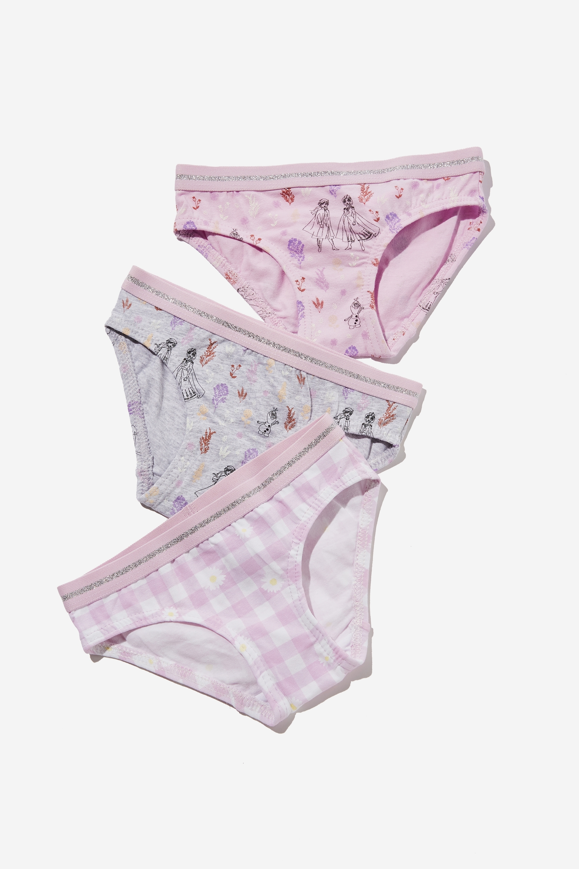 Cotton On Kids - Girls 3 Pack Underwear Licensed - Lcn dis frozen botanical/pale violet