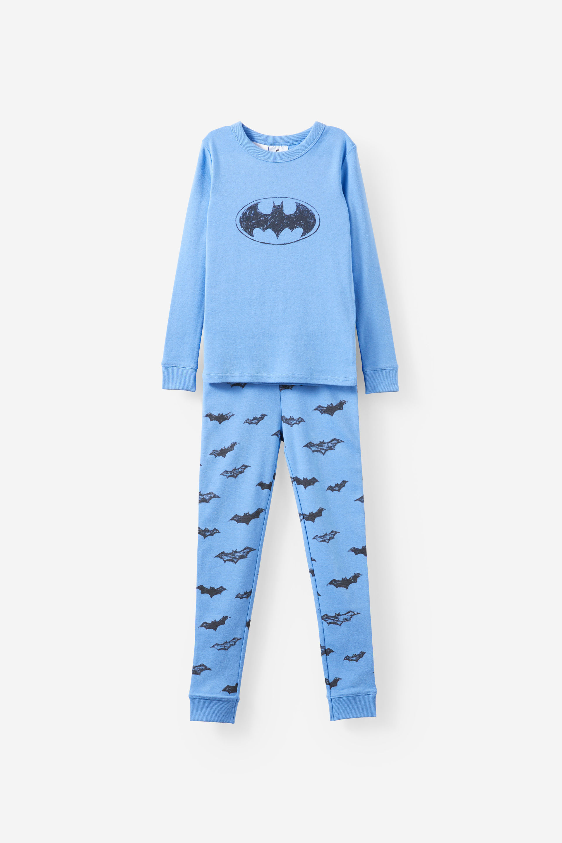 Cotton On Kids - Batman Long Sleeve Pyjama Set - Lcn wb blue bonnet/batman logo