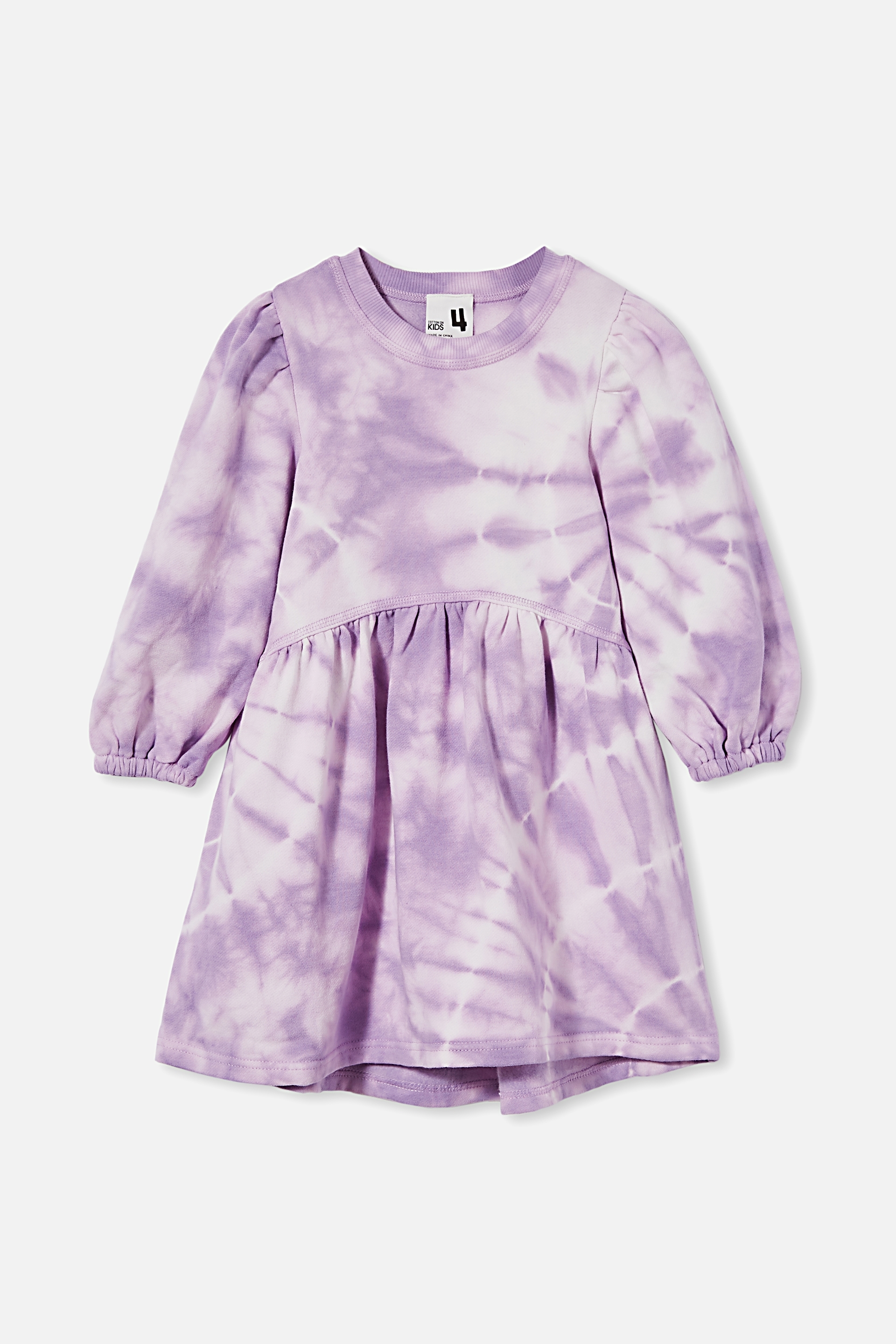 Cotton On Kids - Flora Long Sleeve Dress - Grape soda tie dye