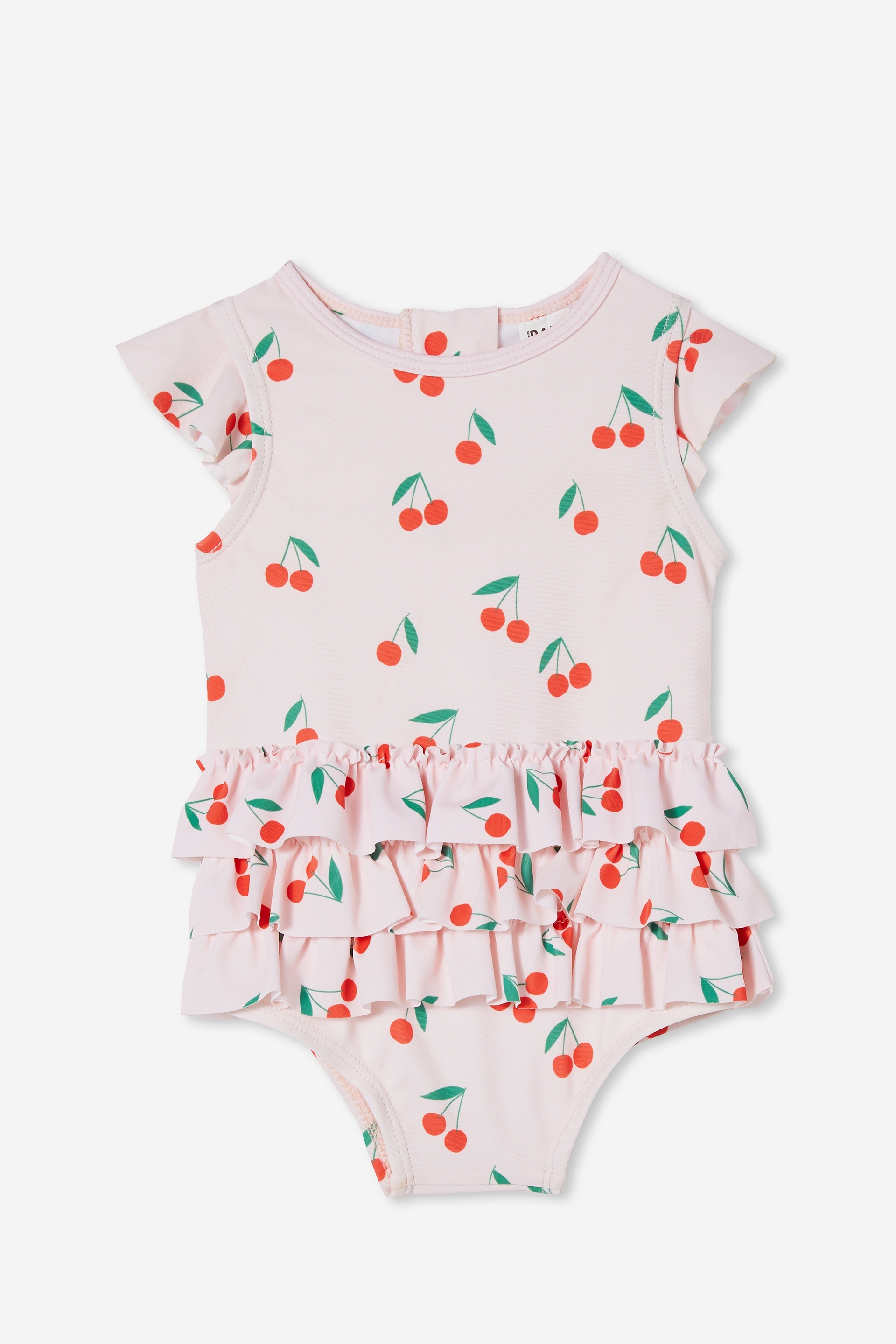 Cotton On Kids - Charlene Ruffle Swimsuit - Crystal pink/red orange mini cheryl cherries