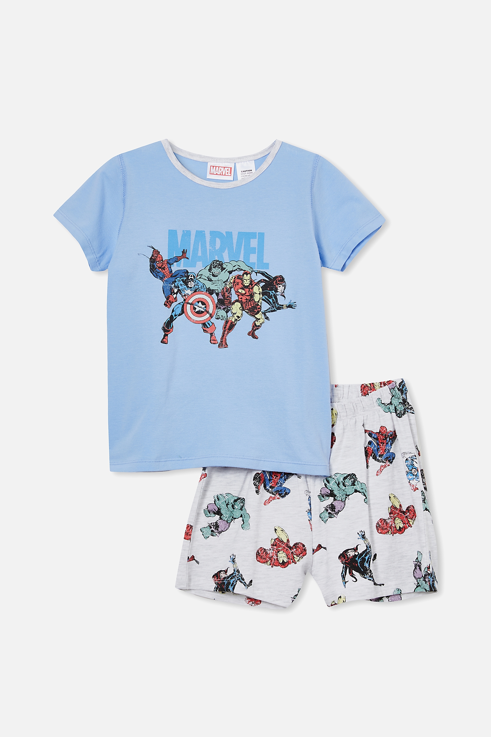 Cotton On Kids - Hudson Short Sleeve Pyjama Set Licensed - Lcn mar team marvel/dusk blue