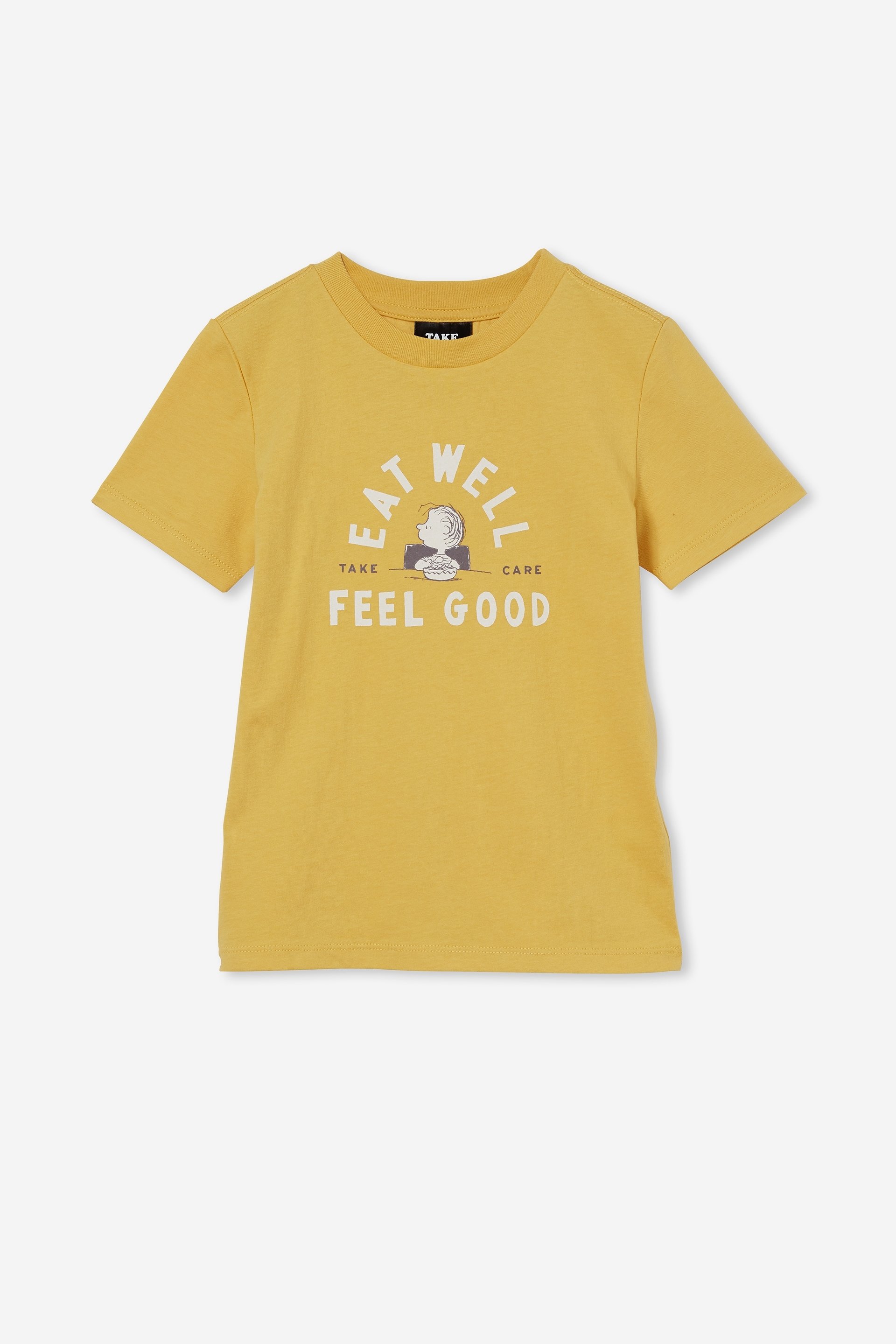 Cotton On Kids - Co-Lab Short Sleeve Tee - Lcn pea honey gold / eat well feel good