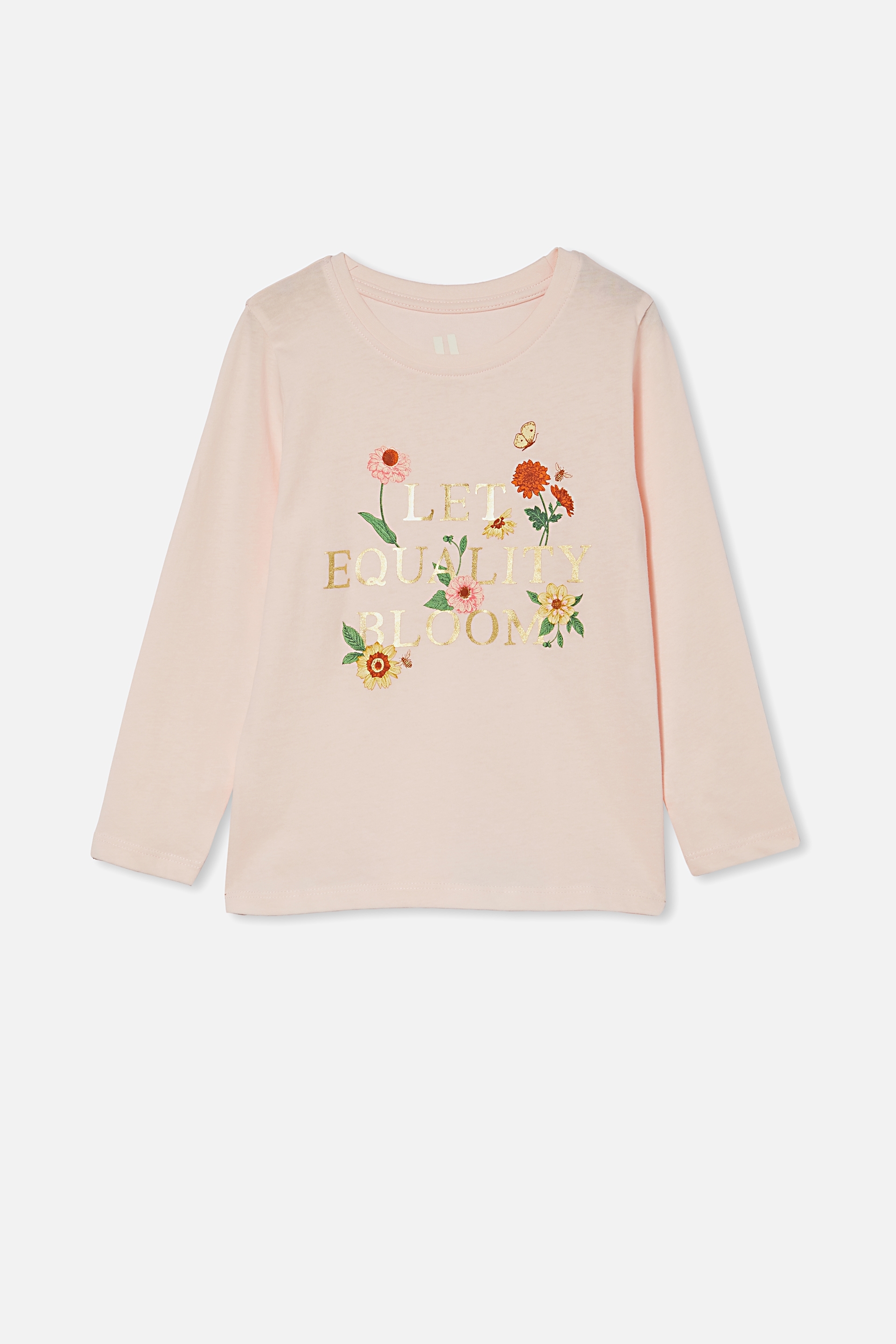 Cotton On Kids - Penelope Long Sleeve Tee - Crystal pink/let equality bloom