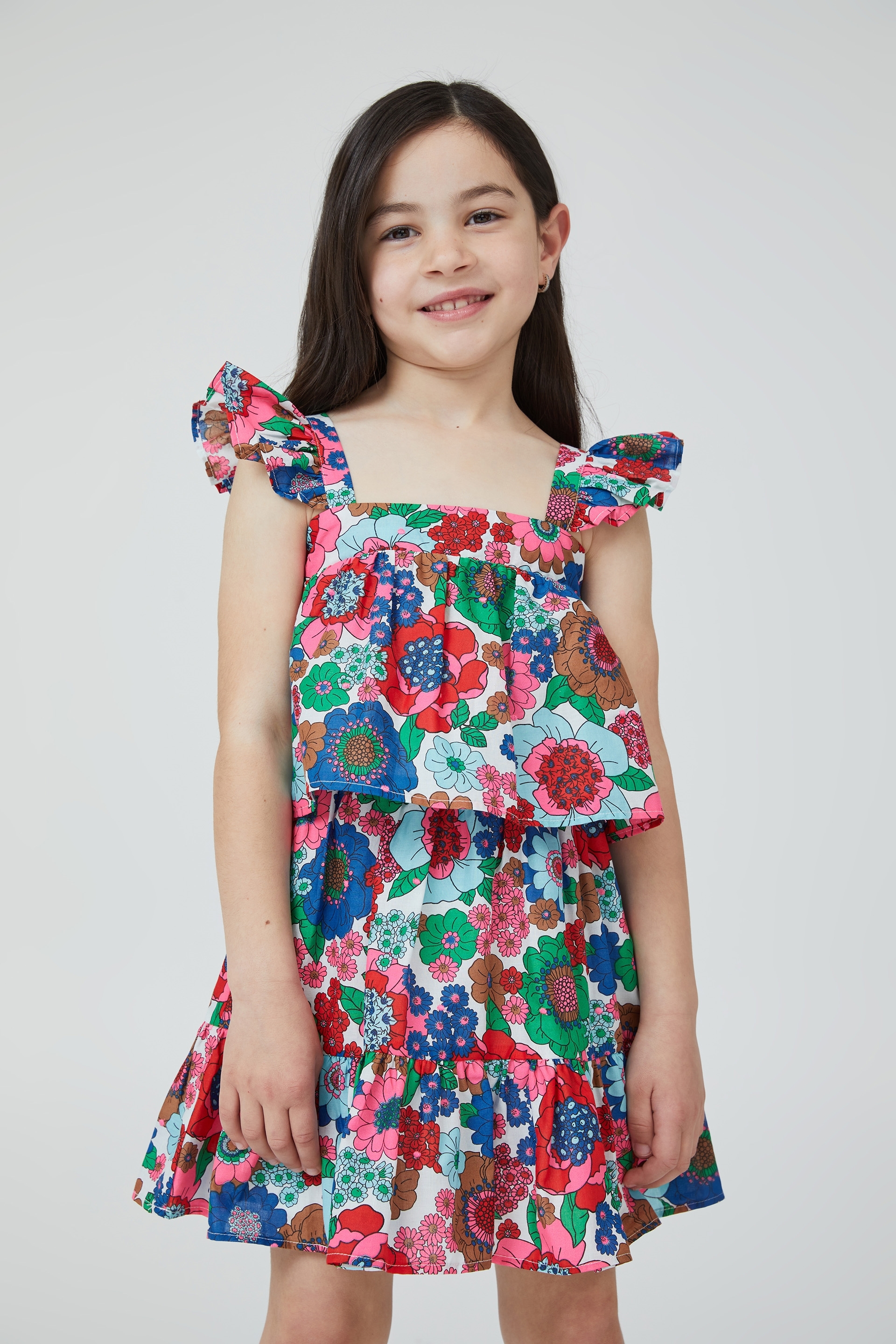 Cotton On Kids - Amara Flutter Sleeve Top - Vanilla/lenny floral