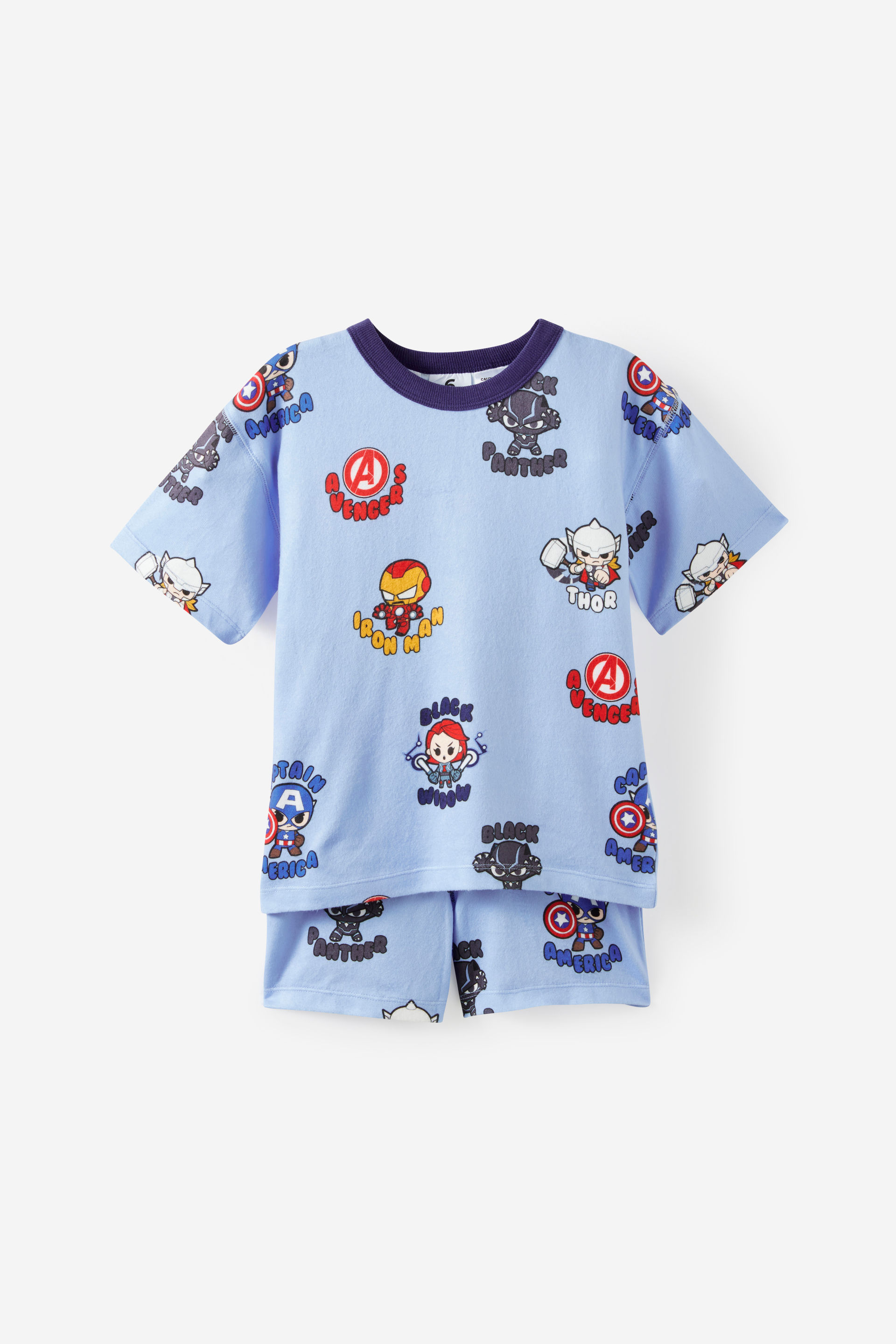 Cotton On Kids - Avengers Marvel Snoozesoft Short Sleeve Boxer Pj Set - Lcn mar cloud blue/avengers