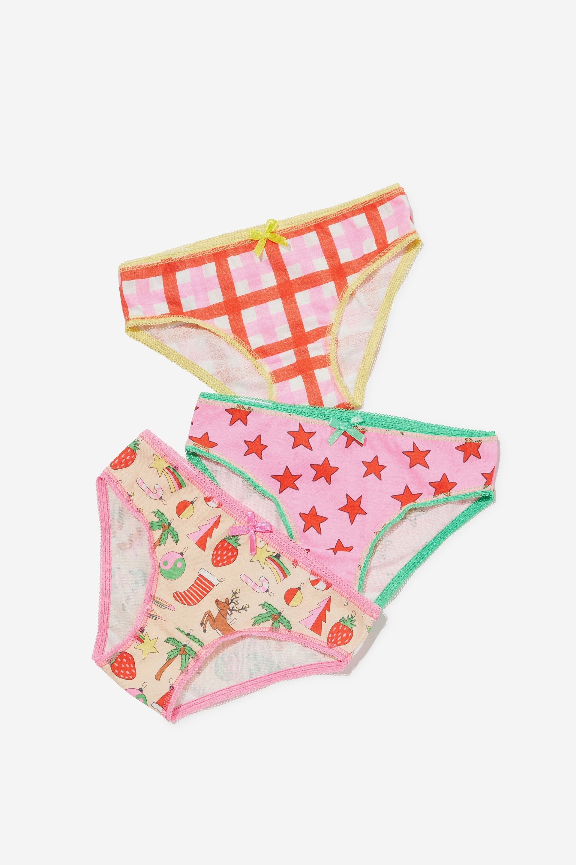 Cotton On Kids - 3 Pack Girls Underwear - Peach tang xmas ornaments/stars