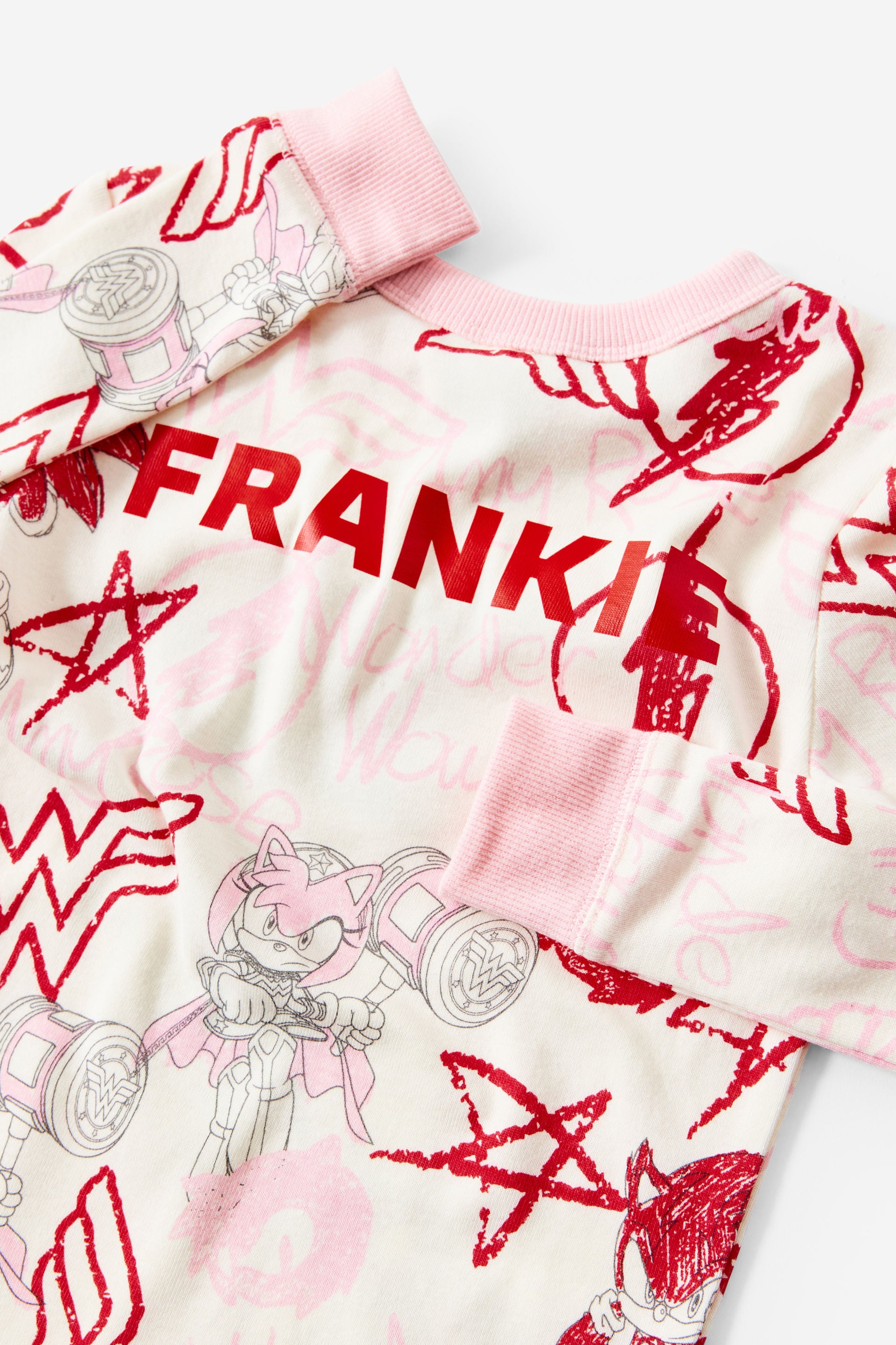 Cotton On Kids - Personalised Sonic x DC Comics Long Sleeve Pyjama Set - Lcn sdc dark vanilla/amy-rose x ww warrior