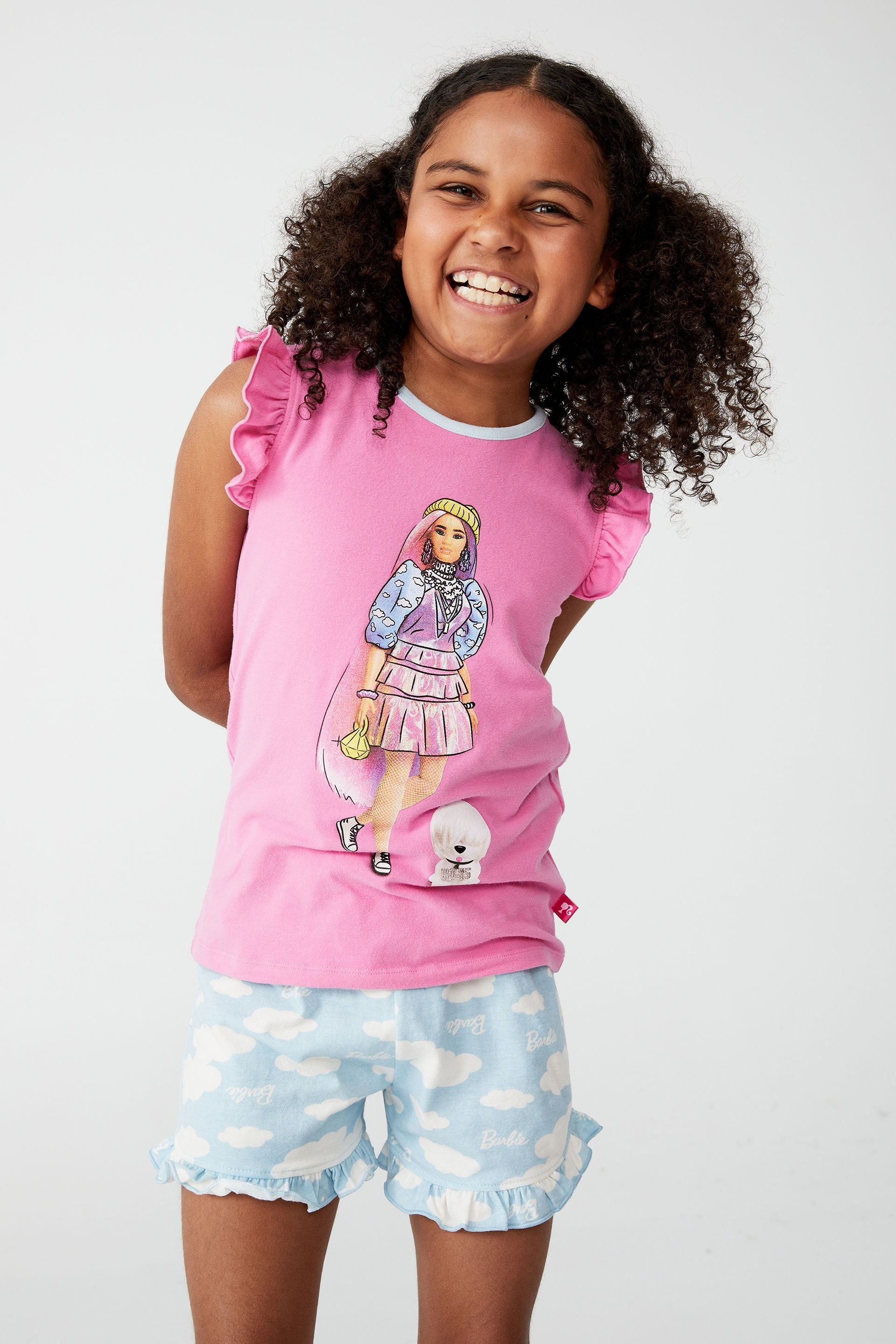 Cotton On Kids - Stacey Flutter Short Sleeve Pyjama Set Licensed - Lcn mat barbie extra puppy/pink punch