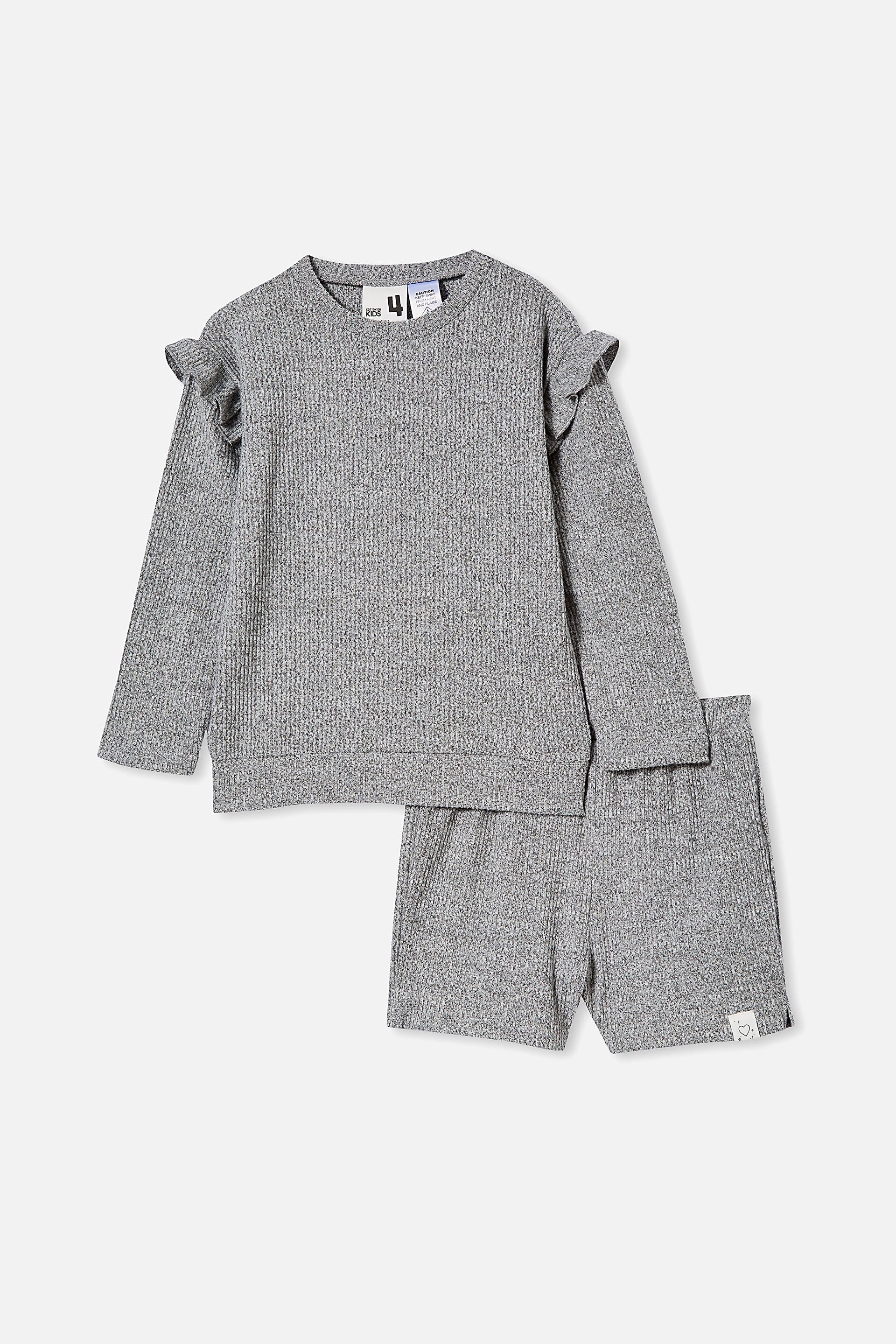 Cotton On Kids - Rosa Long Sleeve Pyjama Set - Light grey marle