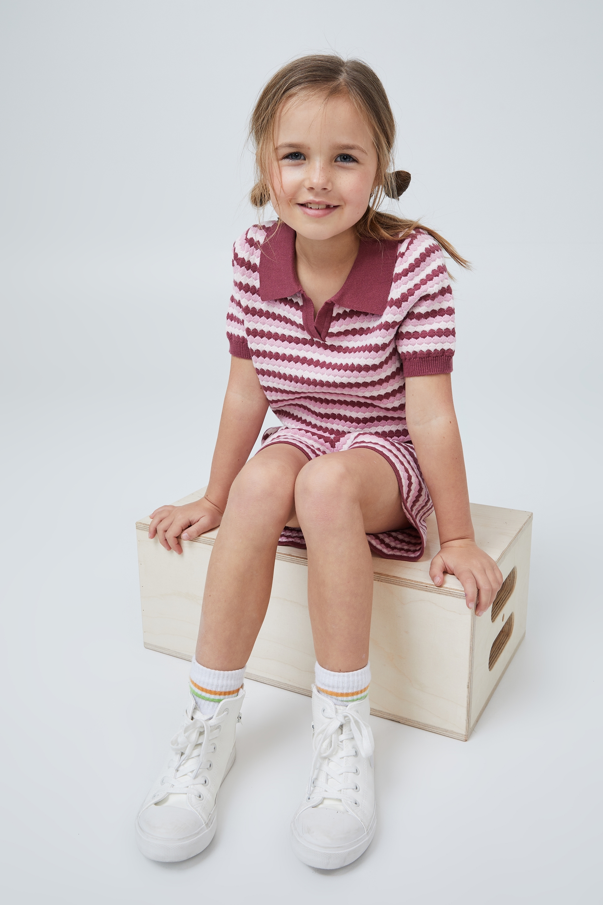 Cotton On Kids - Judy Short Sleeve Top - Crystal pink/marshmallow/vintage berry