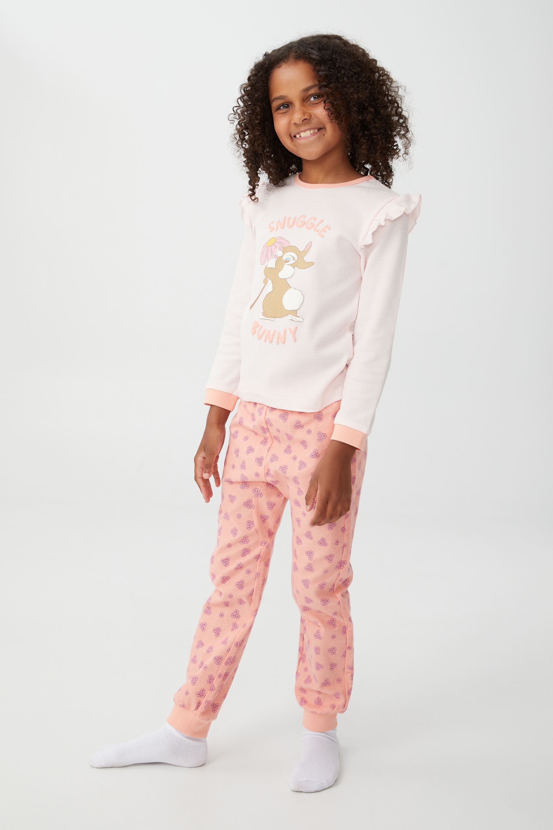 Cotton On Kids - Edith Long Sleeve Flutter Pyjama Set Licensed - Lcn dis crystal pink miss bunny daisy
