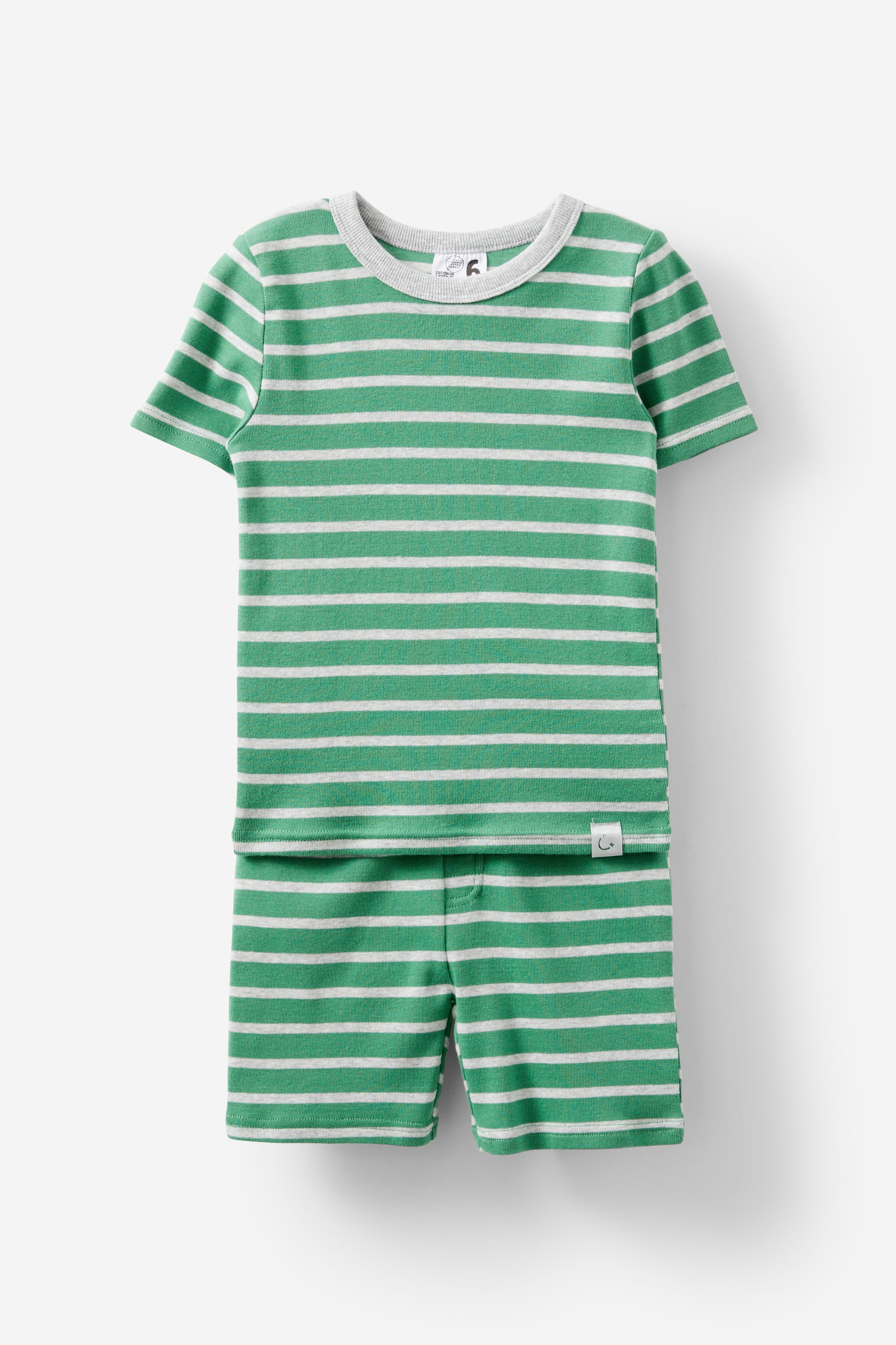 Cotton On Kids - Michael Short Sleeve Pyjama Set - Marian stripe cloud marle/guac