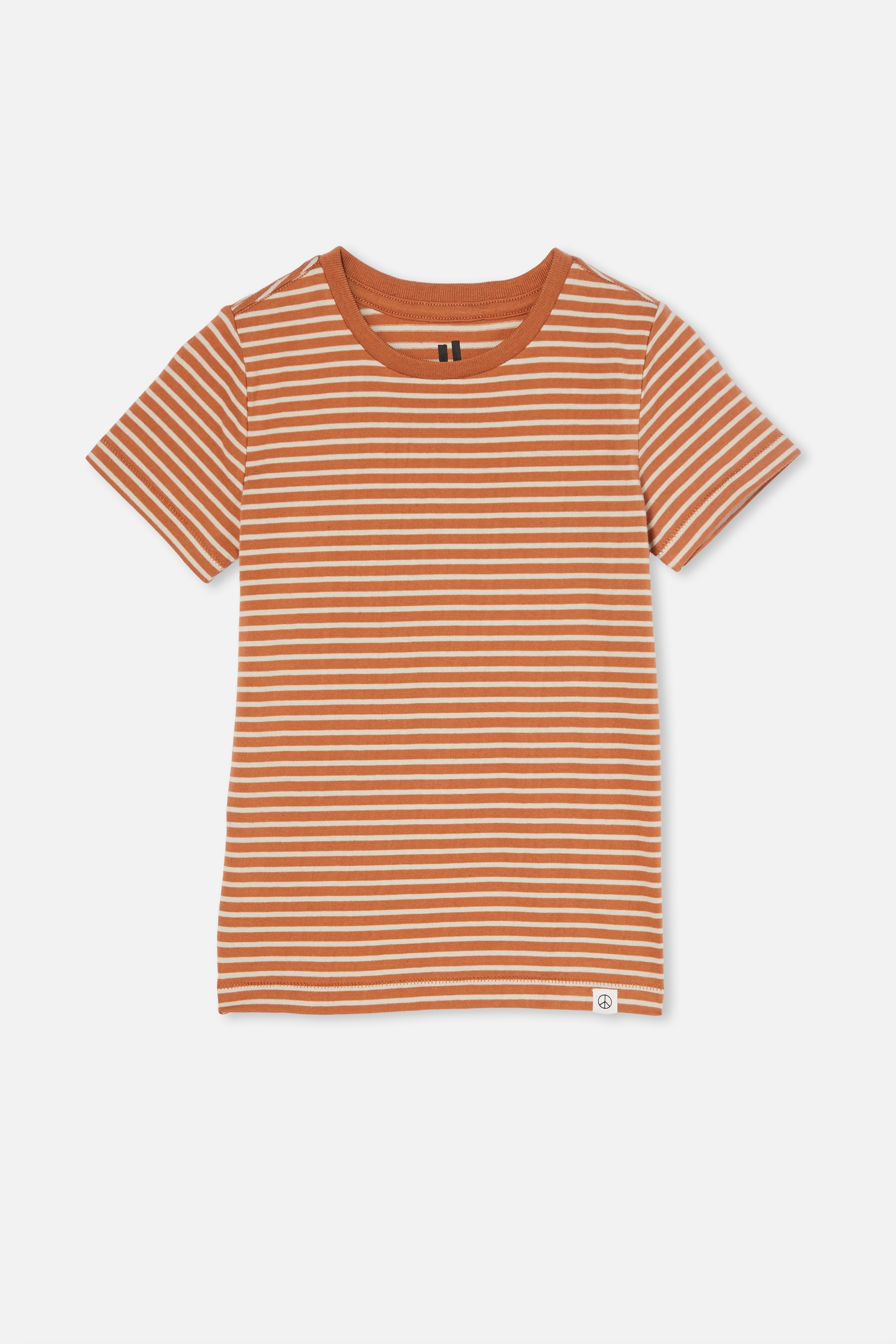 Cotton On Kids - Core Short Sleeve Tee - Amber brown/rainy day stripe