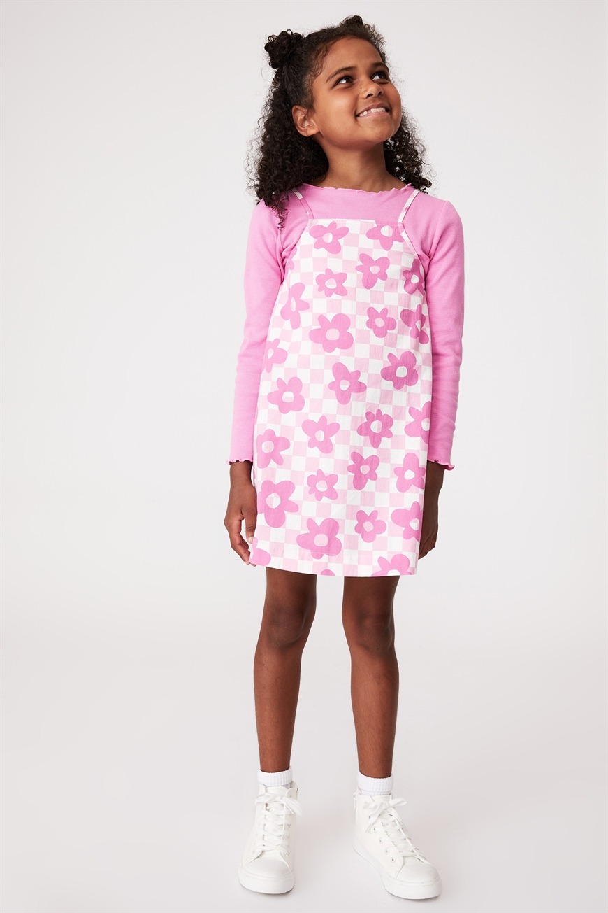 pink long sleeve cotton dress