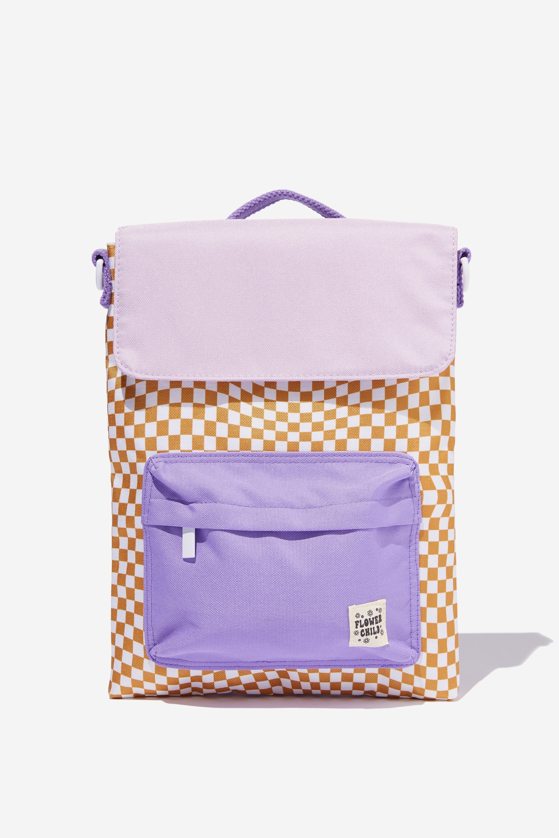 Cotton On Kids - Back To It Tablet Bag - Smokey lilac/warped checkerboard