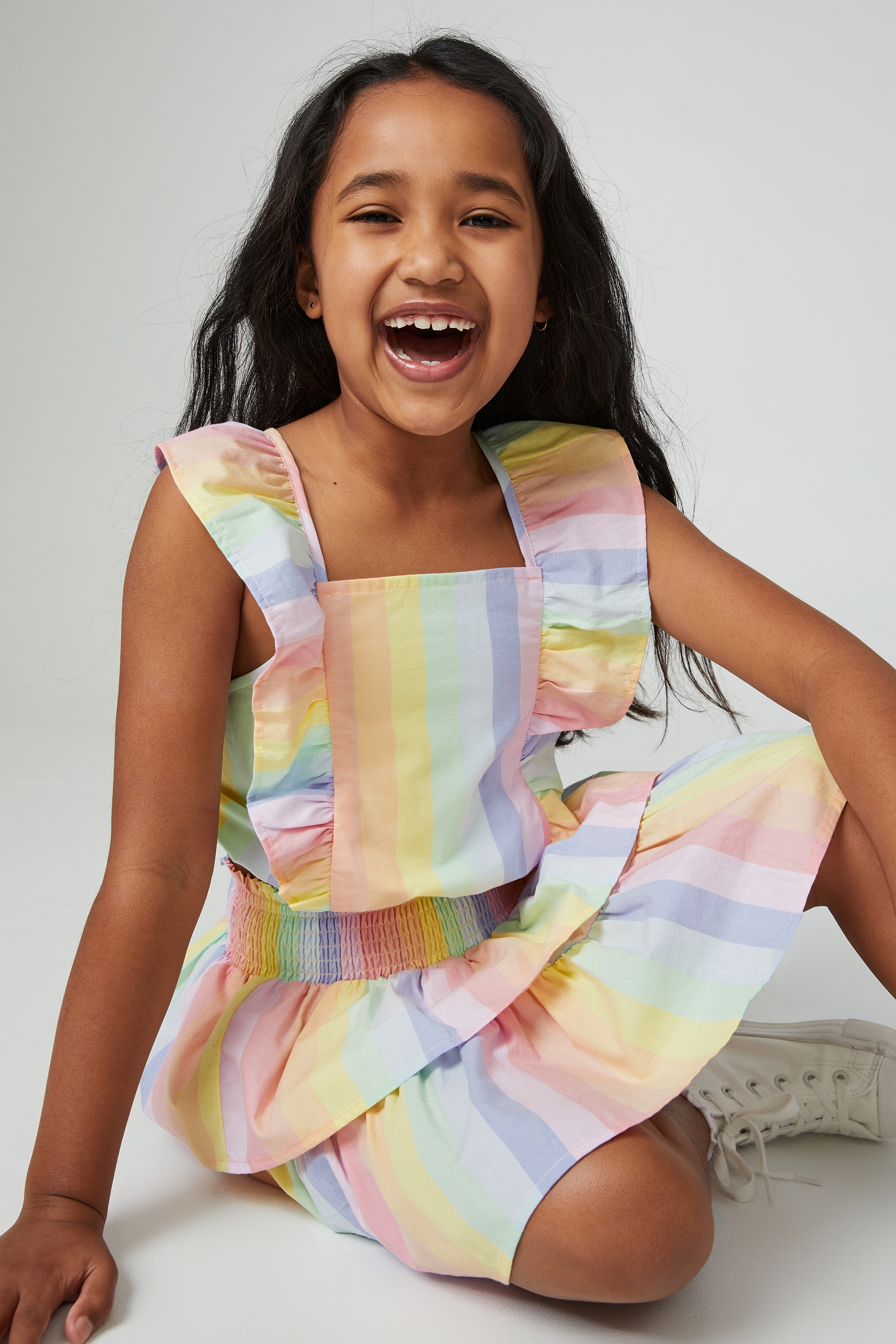 Cotton On Kids - Maggie Frill Top - Bondi rainbow stripe