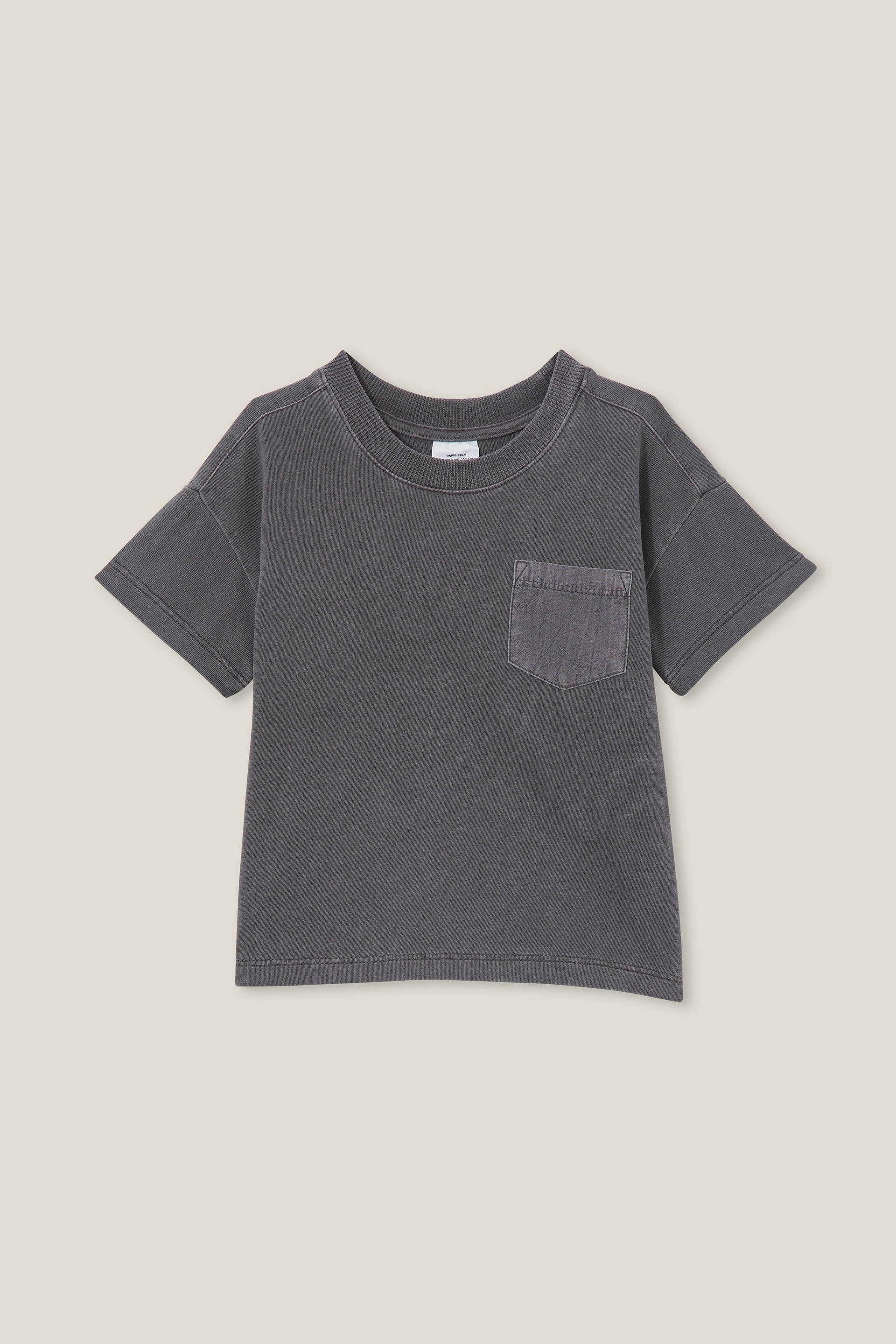 Cotton On Kids - Alfie Drop Shoulder Tee - Rabbit grey wash
