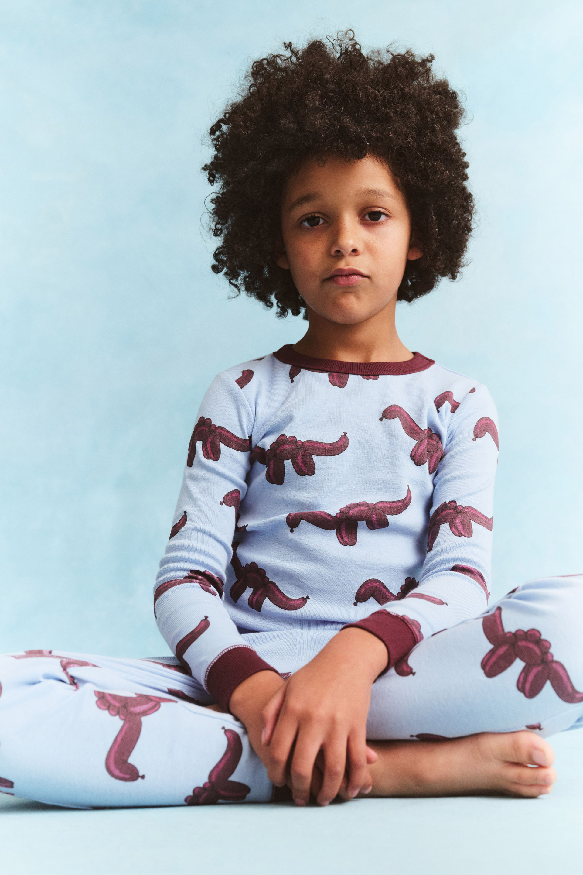 Cotton On Kids - Jesse Long Sleeve Pyjama Set - Dawn blue/balloonasaurus
