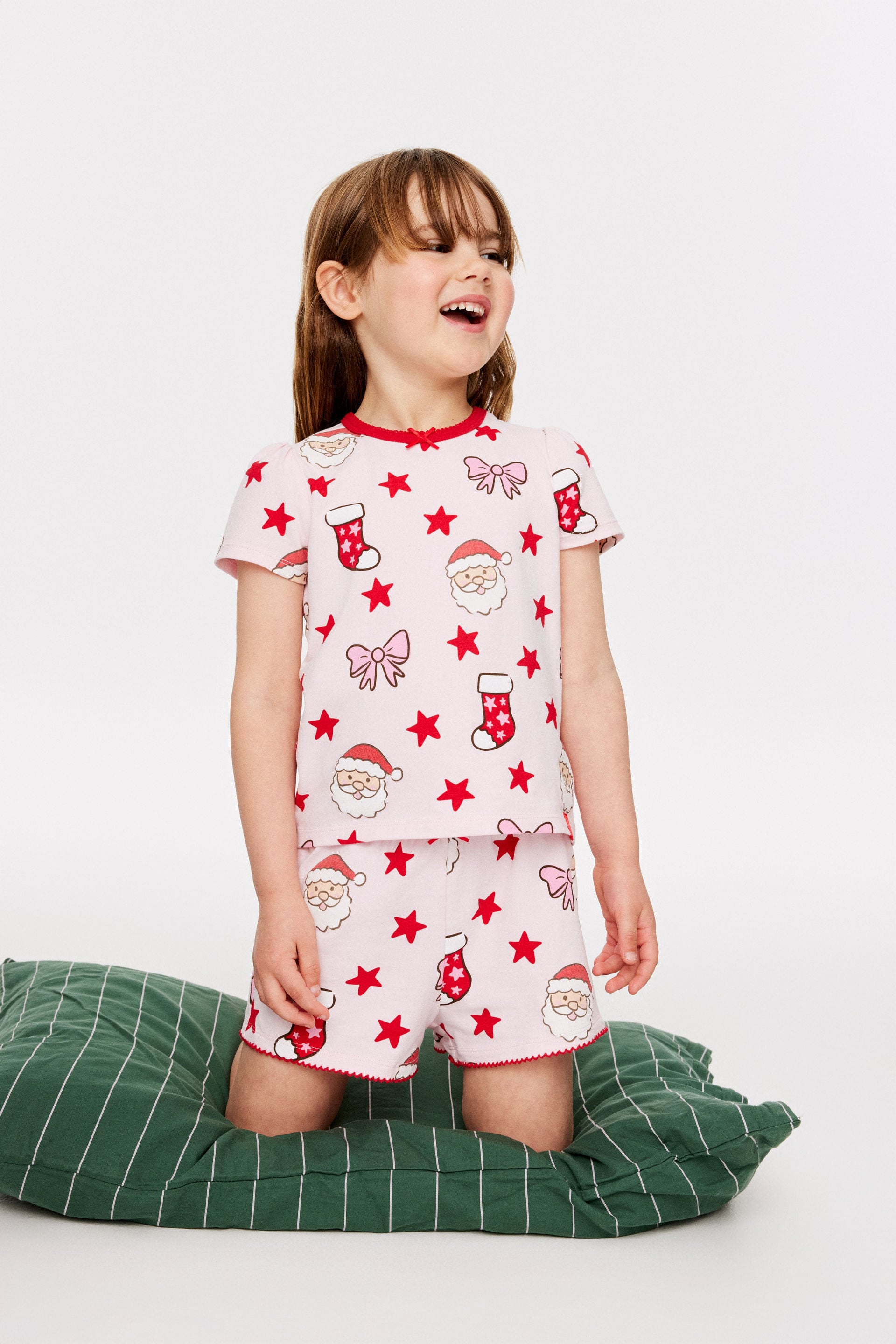 Cotton On Kids, Dreamdrift Puff Short Slv Pj Set, Ballet pink/santa glow