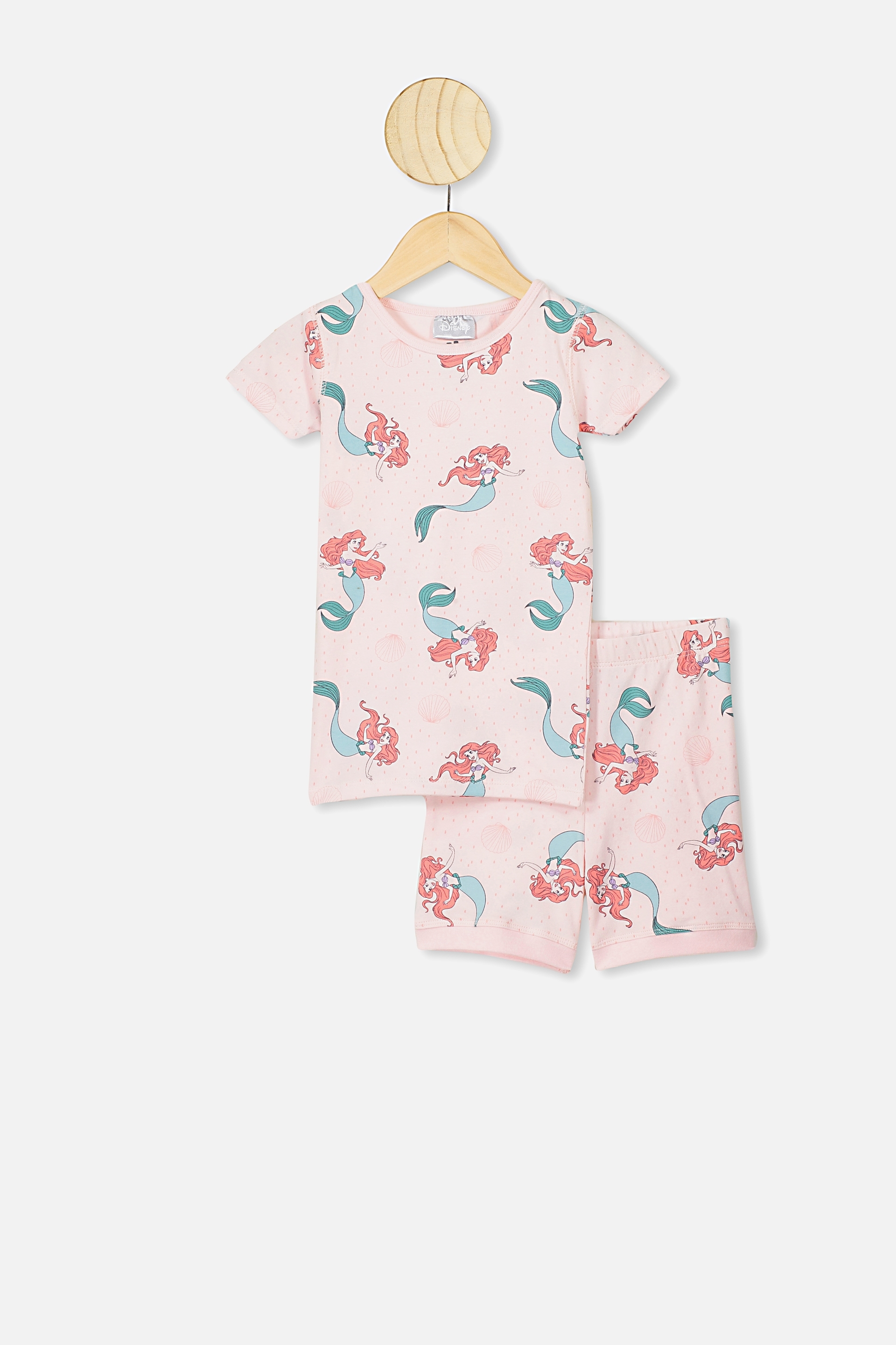 Girls Kids Children Pink Mermaid Short sleeves Pajama pants set Sleepwear gift