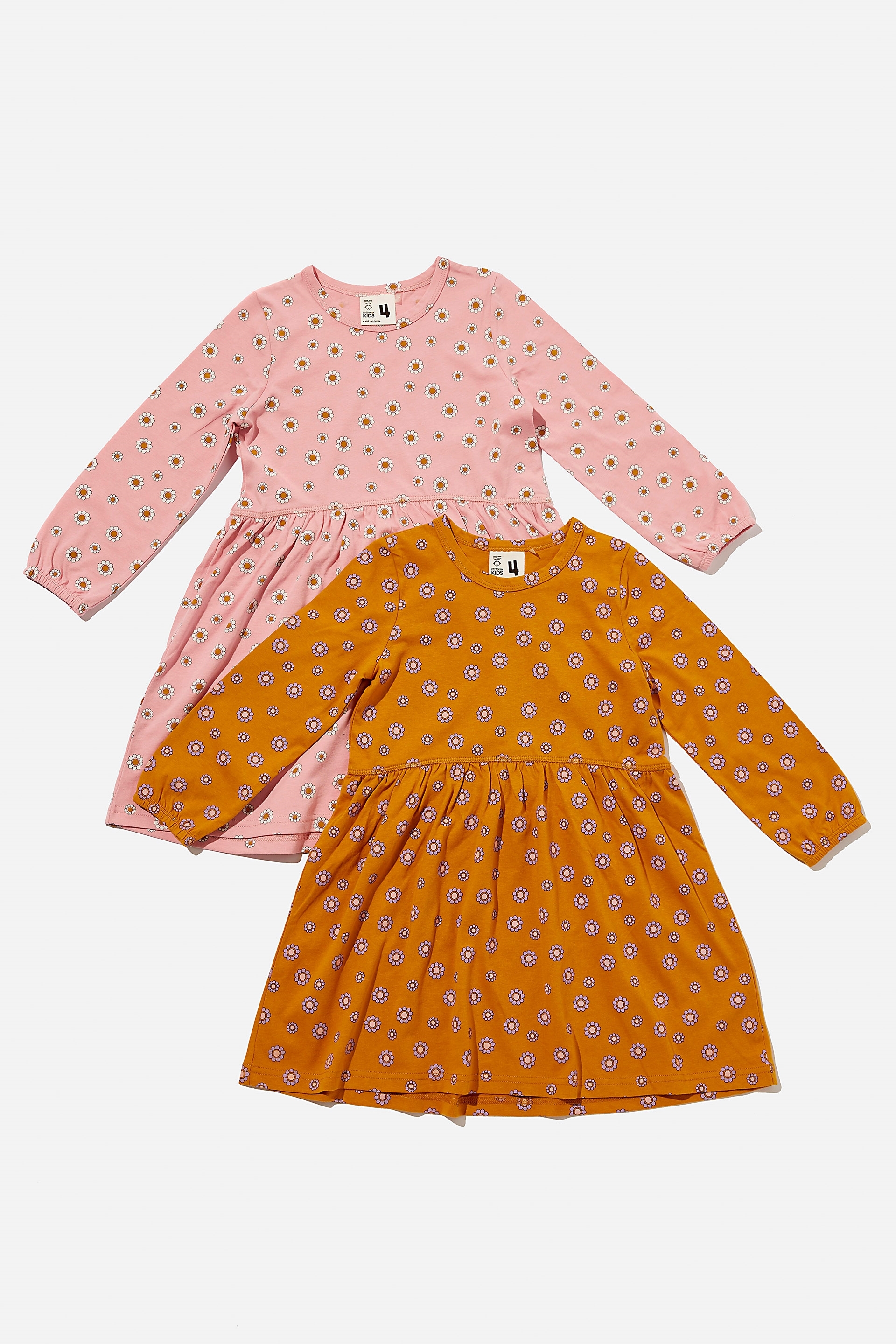 Cotton On Kids - Girls Multipack Long Sleeve Dresses 2 Pack - Garden daisy bundle