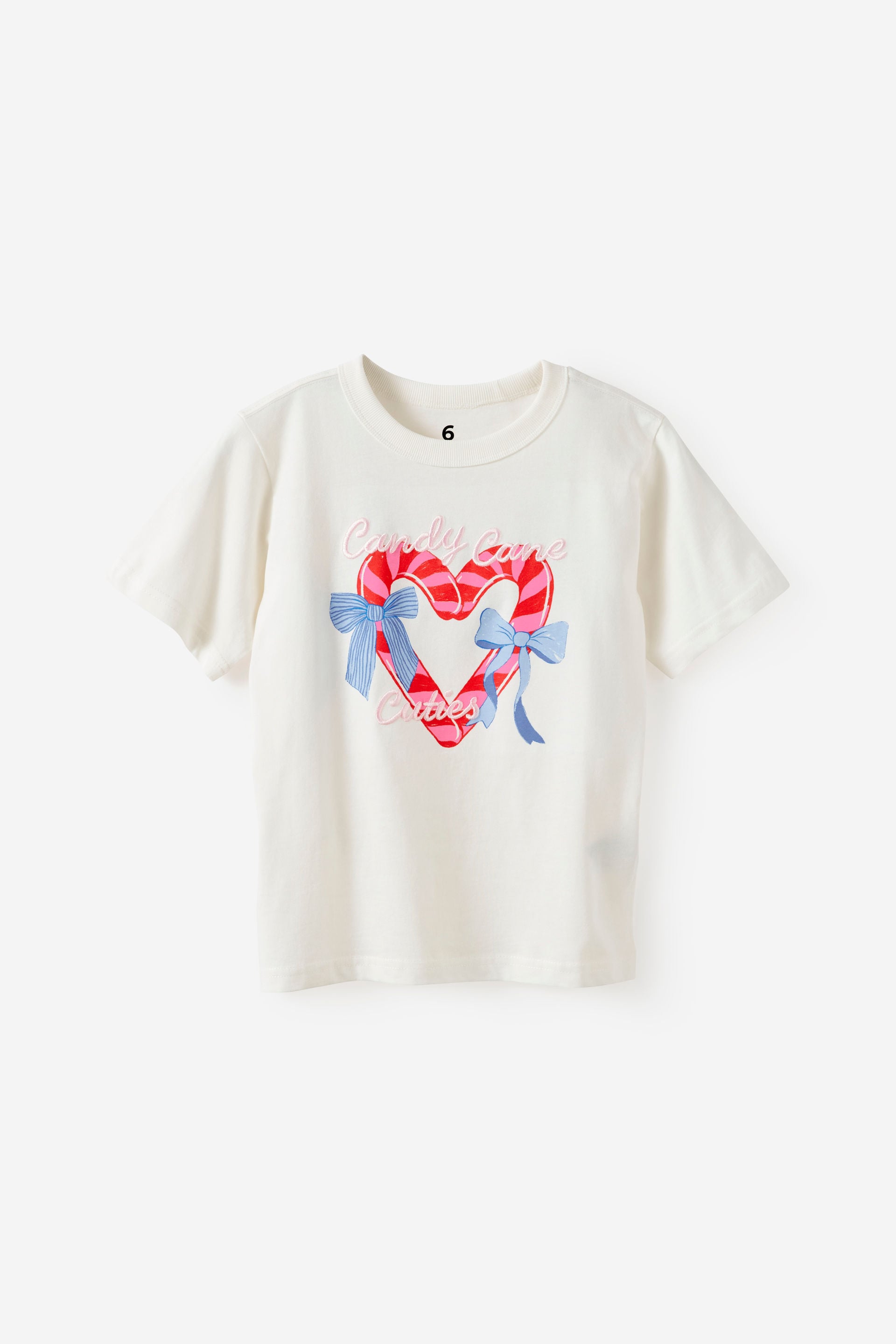 Cotton On Kids - Essential Short Sleeve Graphic Tee - Vanilla/candy cane cuties