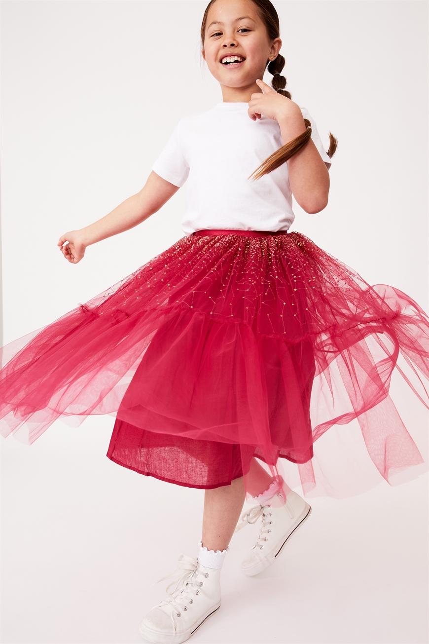 Cotton On Kids - Trixiebelle Dress Up Skirt - Berry/sparkle