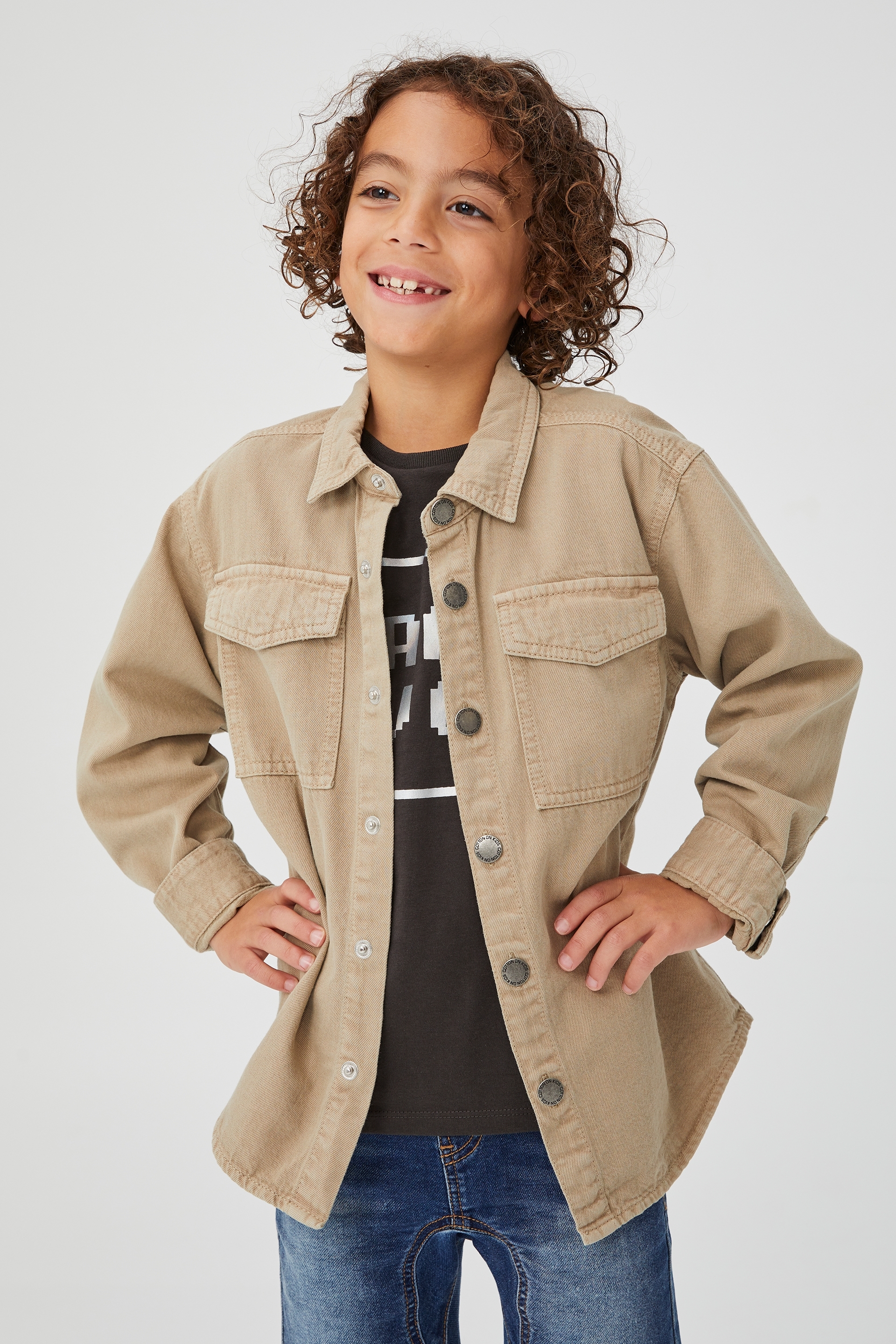 Cotton On Kids - Relaxed Fit Shacket - Bronte stone