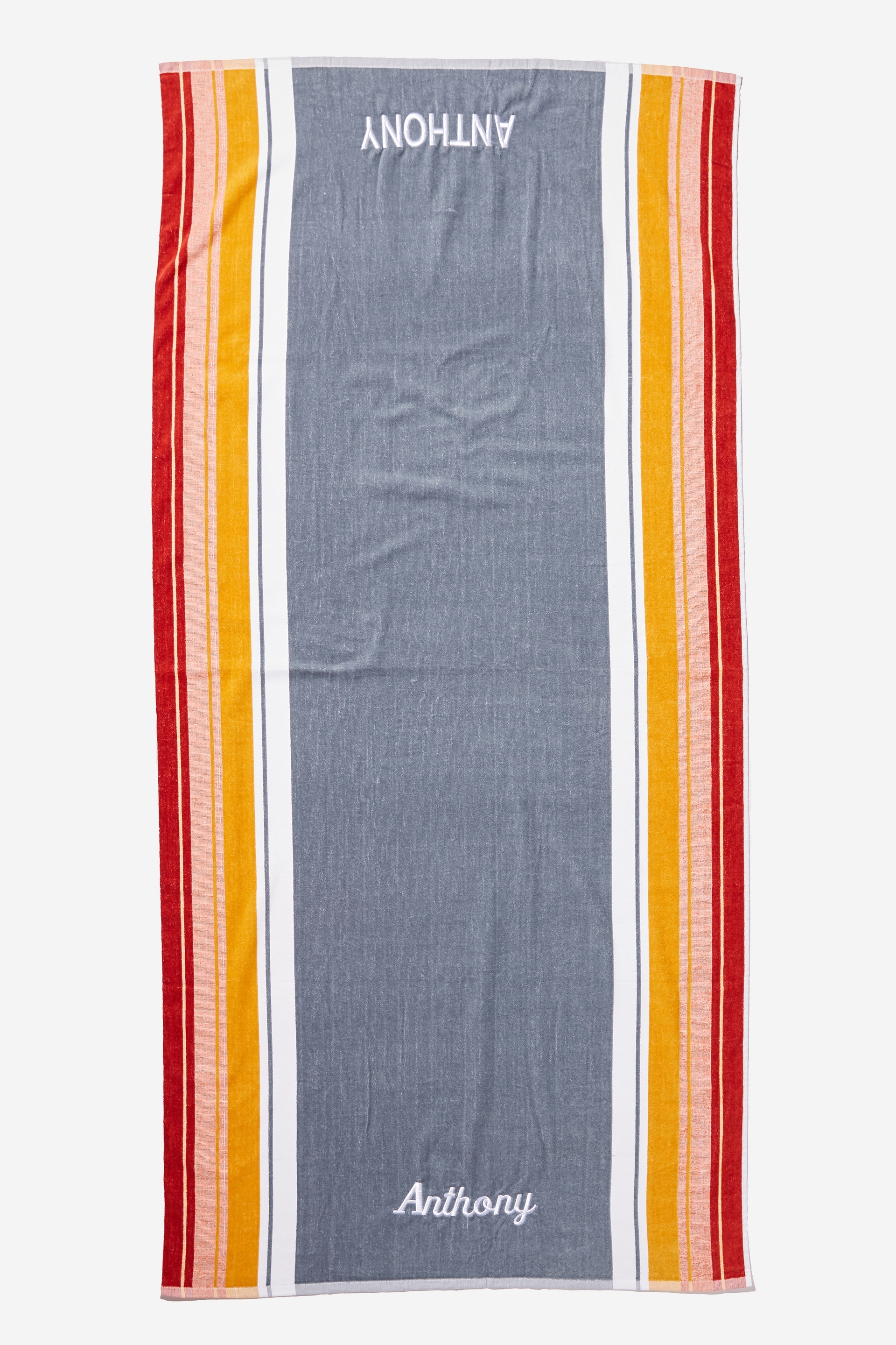 Cotton On Men - Personalised Mens Jacquard Textured Towel - Blue/gold/red/vert stripe