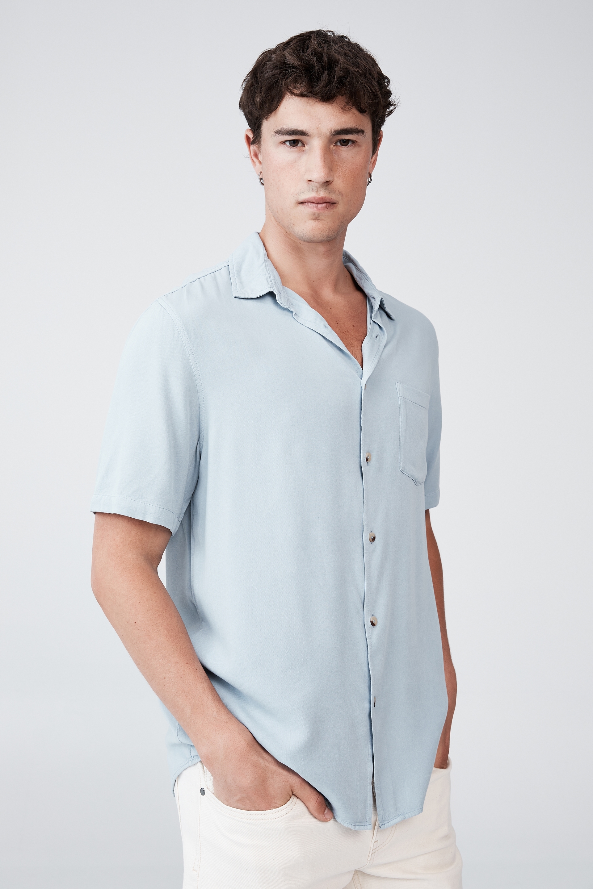 Cotton On Men - Cuban Short Sleeve Shirt - Blue fog