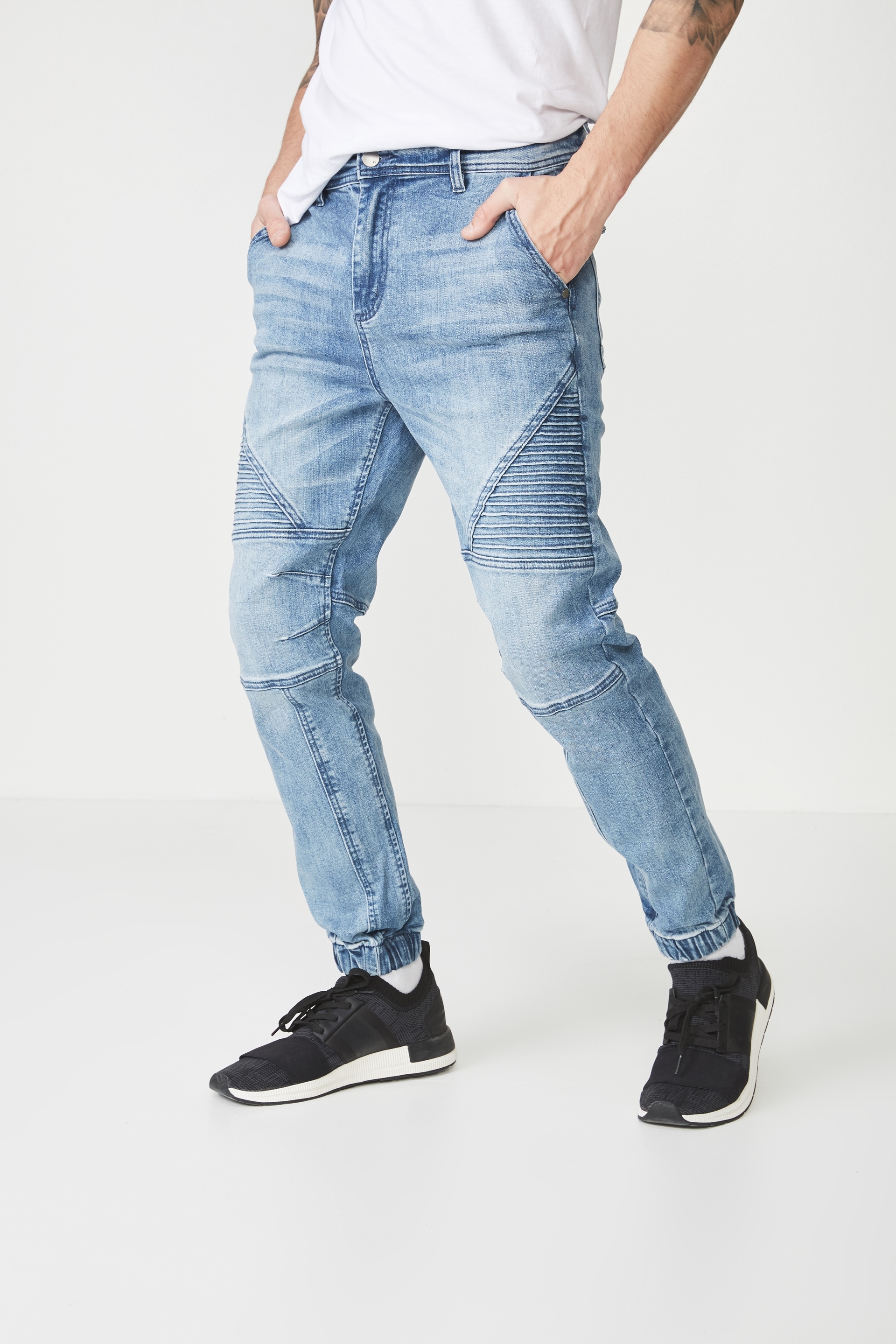 denim moto joggers