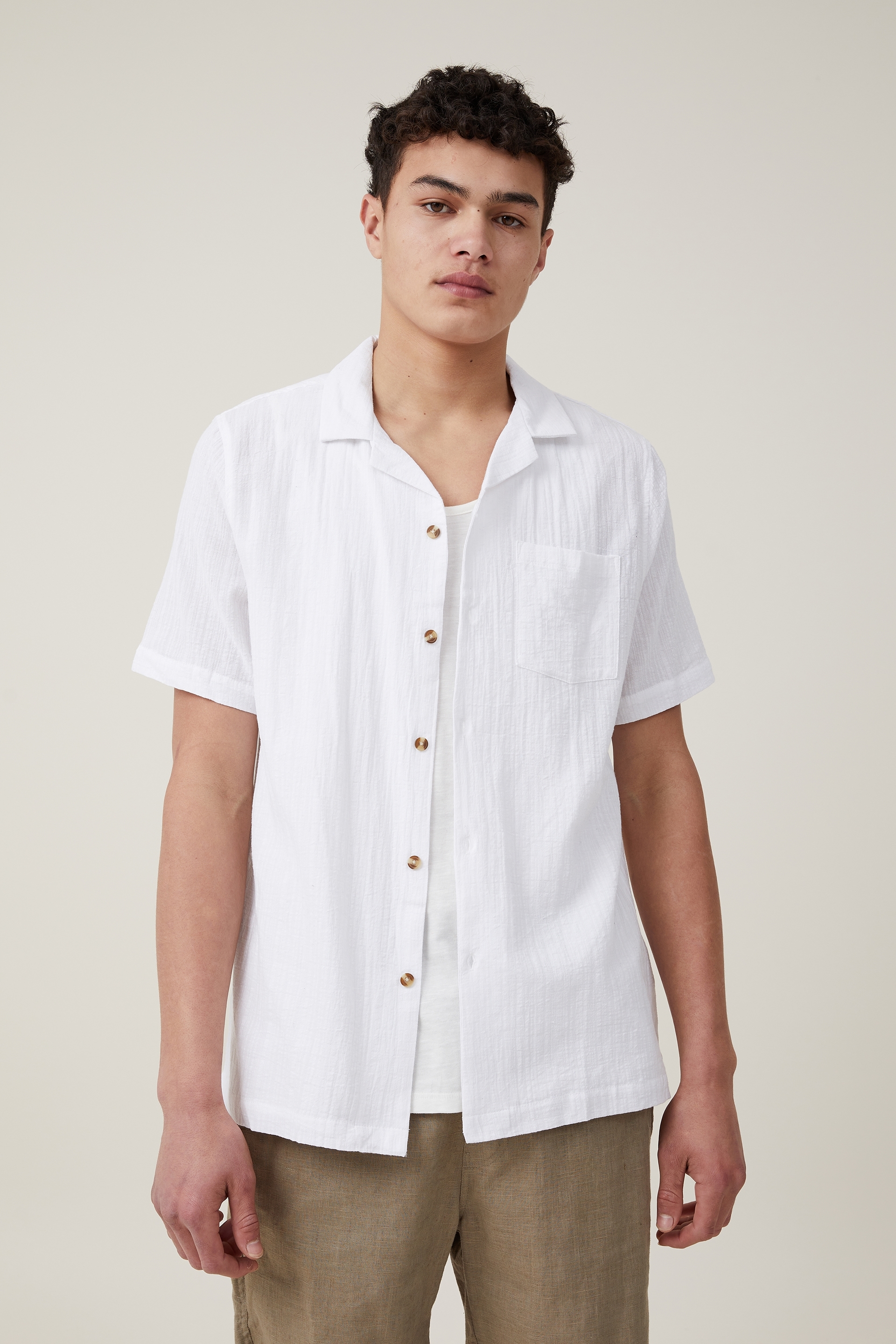 Cotton On Men - Riviera Short Sleeve Shirt - White