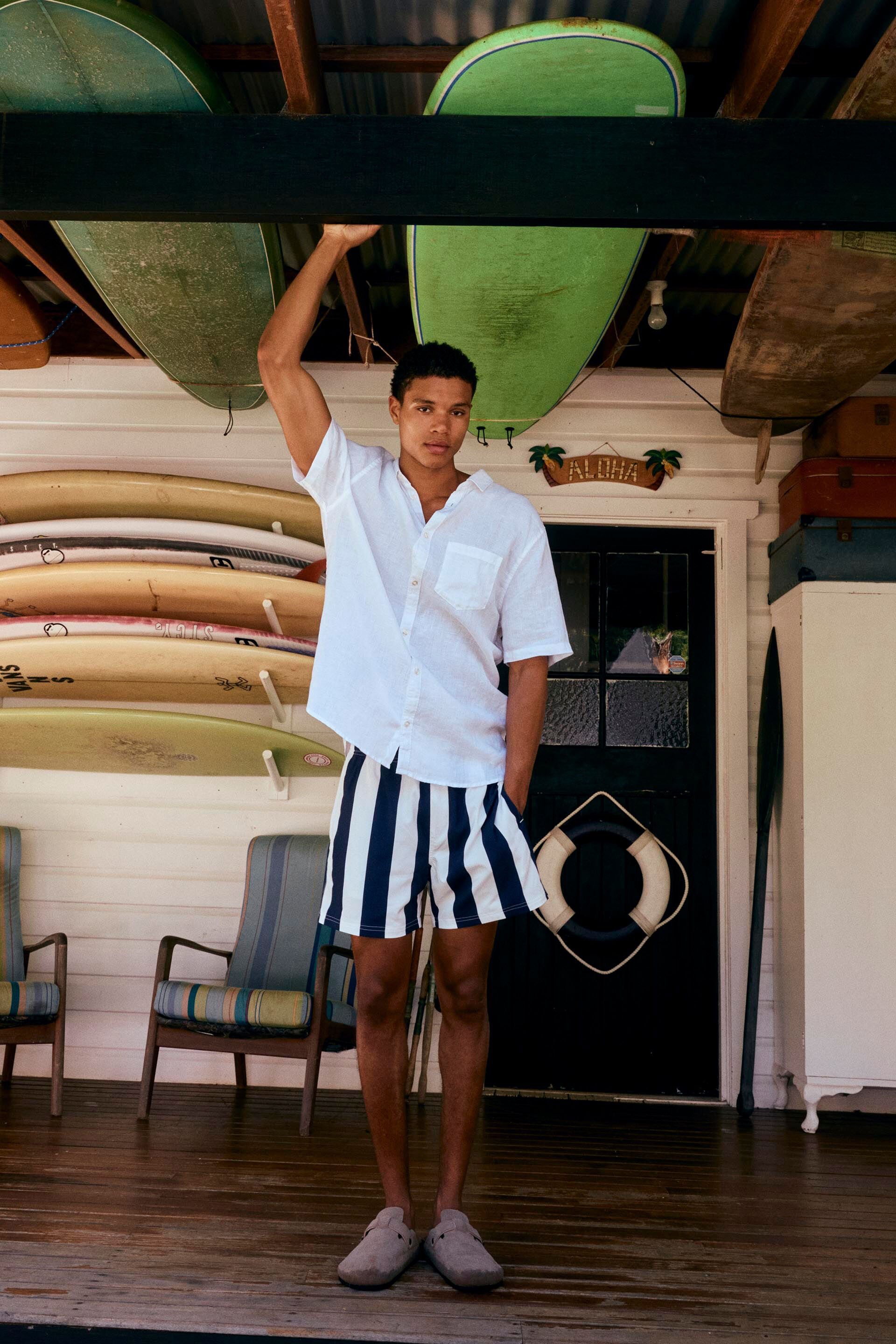 Cotton On Men - Stretch Swim Short - Navy resort stripe
