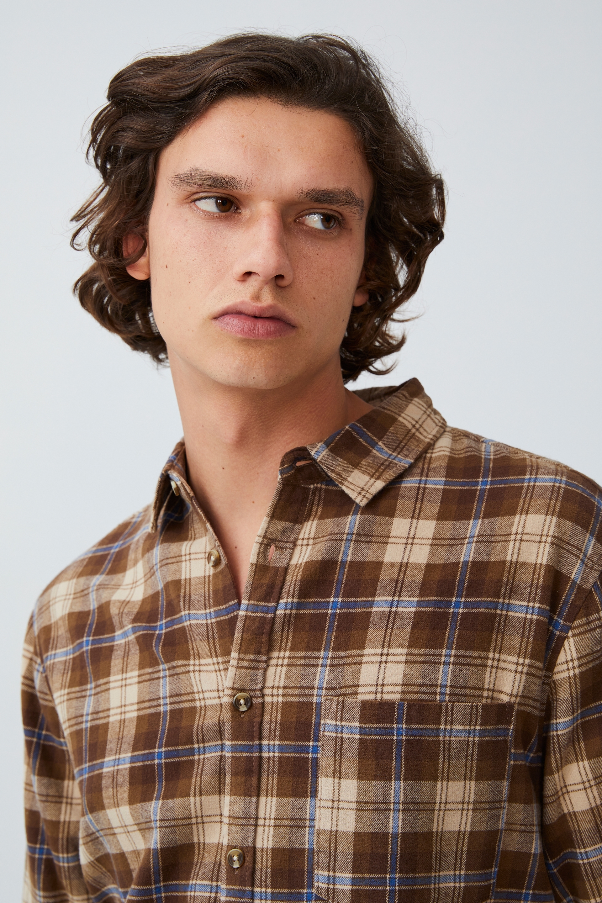 Cotton On Men - Camden Long Sleeve Shirt - Chocolate grid check