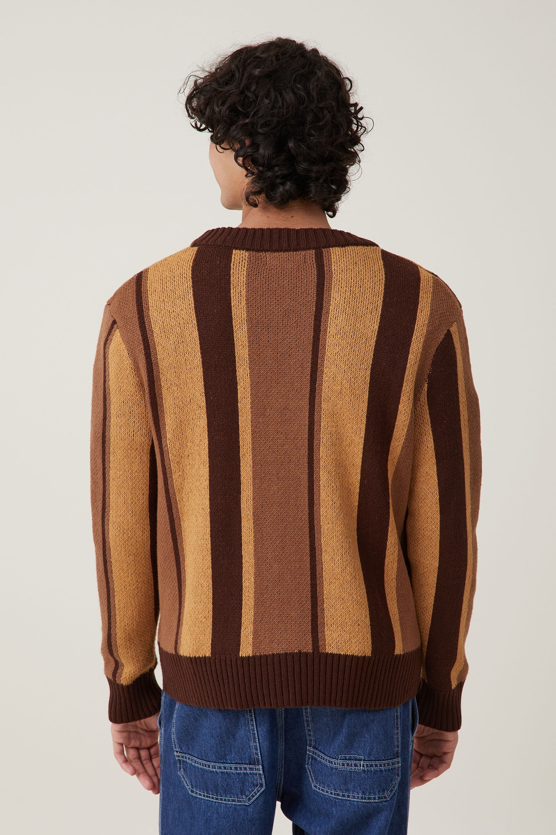 Stussy Horizontal Stripe Cardigan - Brown - Brown hotsell / SM