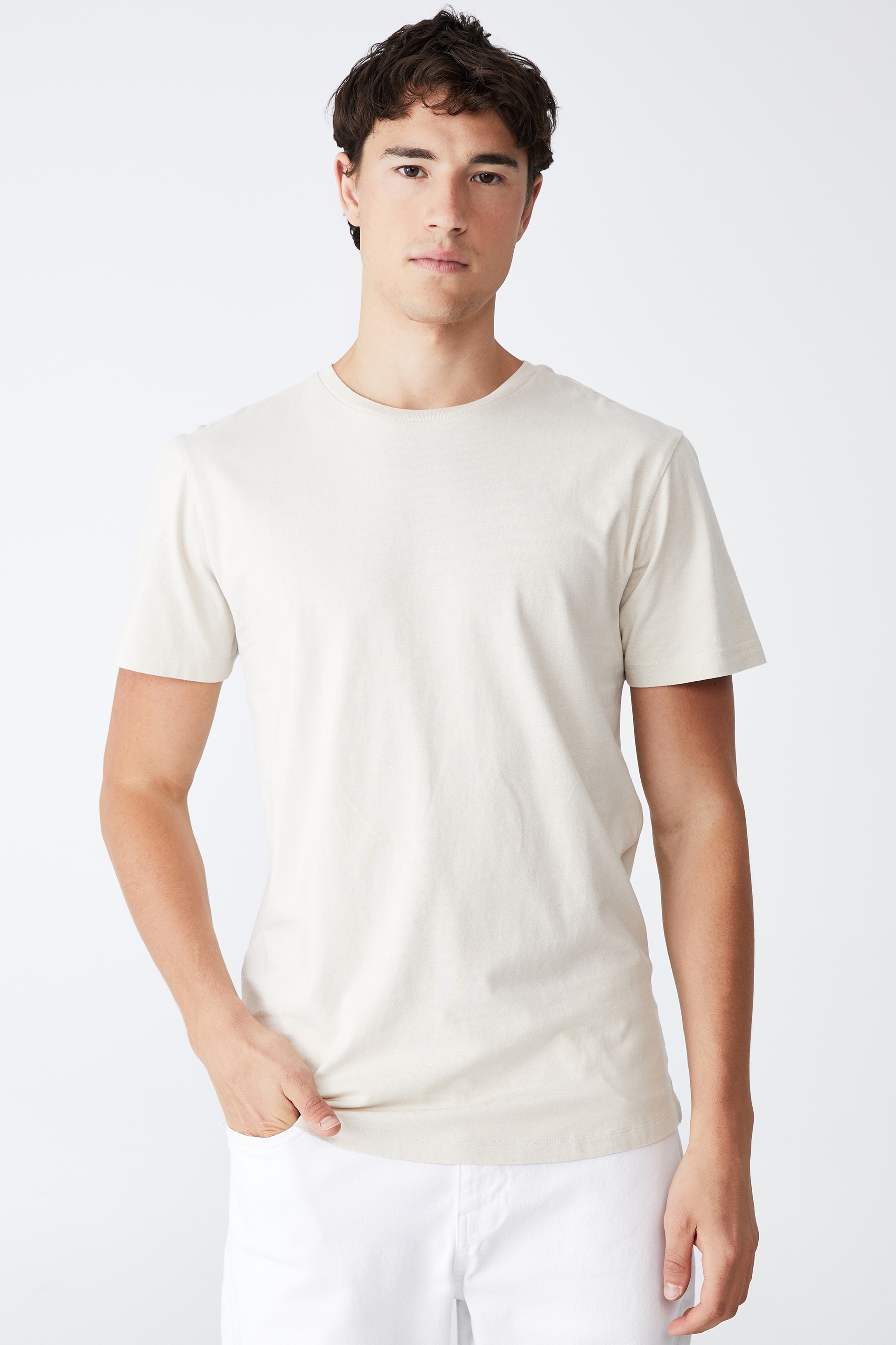 Cotton On Men - Organic Longline T-Shirt - Bone