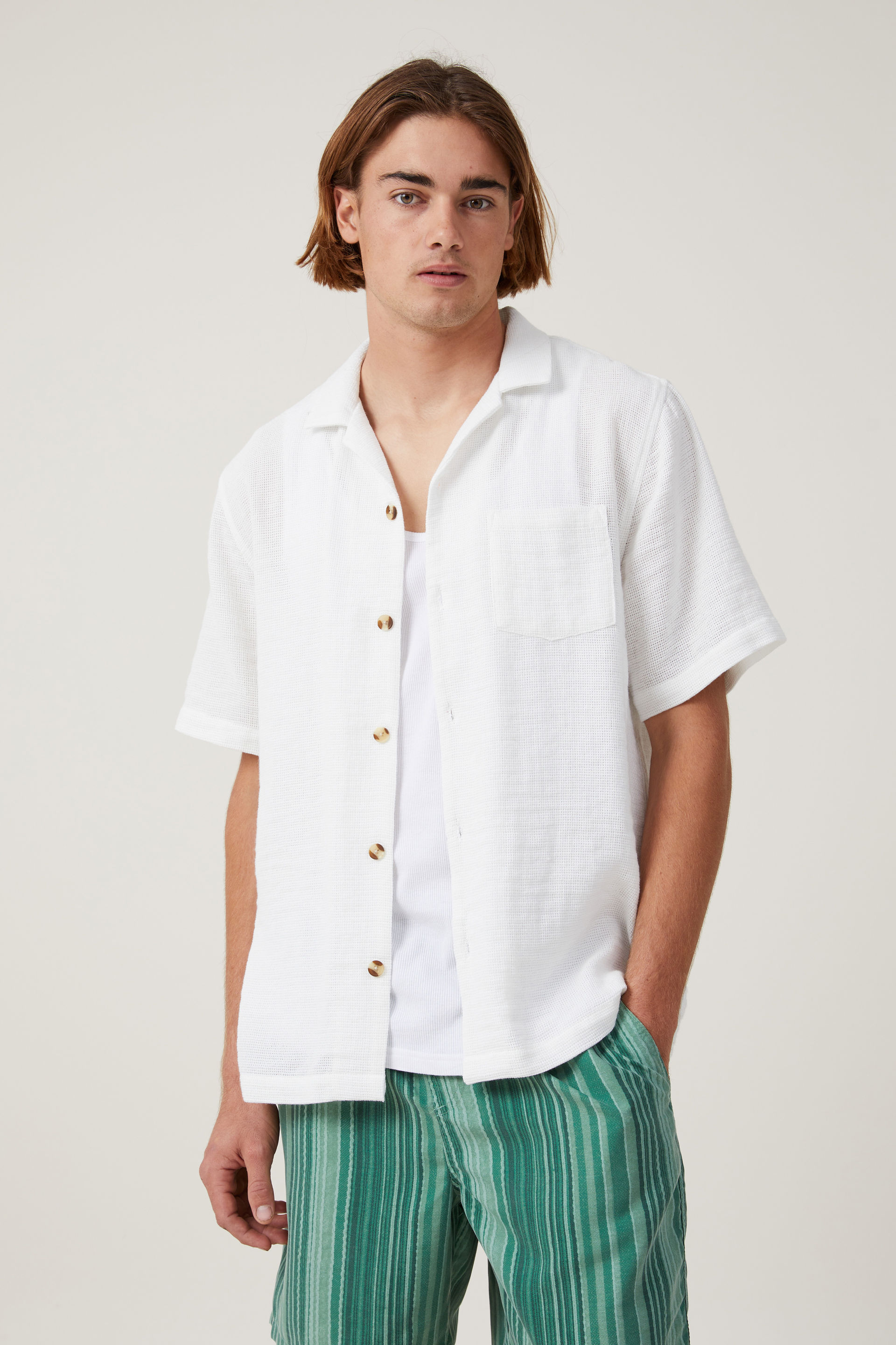Cotton On Men - Palma Short Sleeve Shirt - White