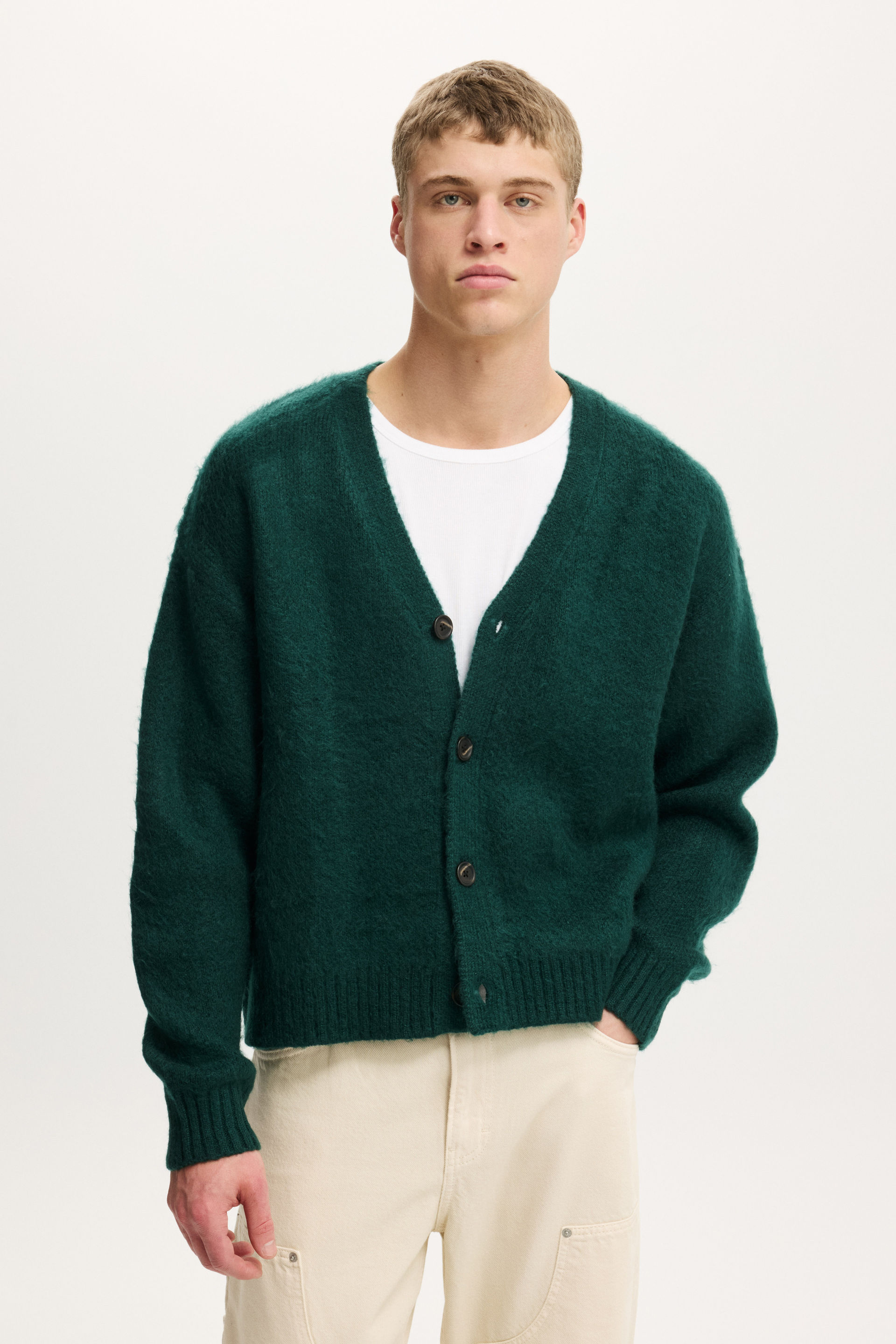 Cotton On Men - Cropped Cardigan - Deep sea teal